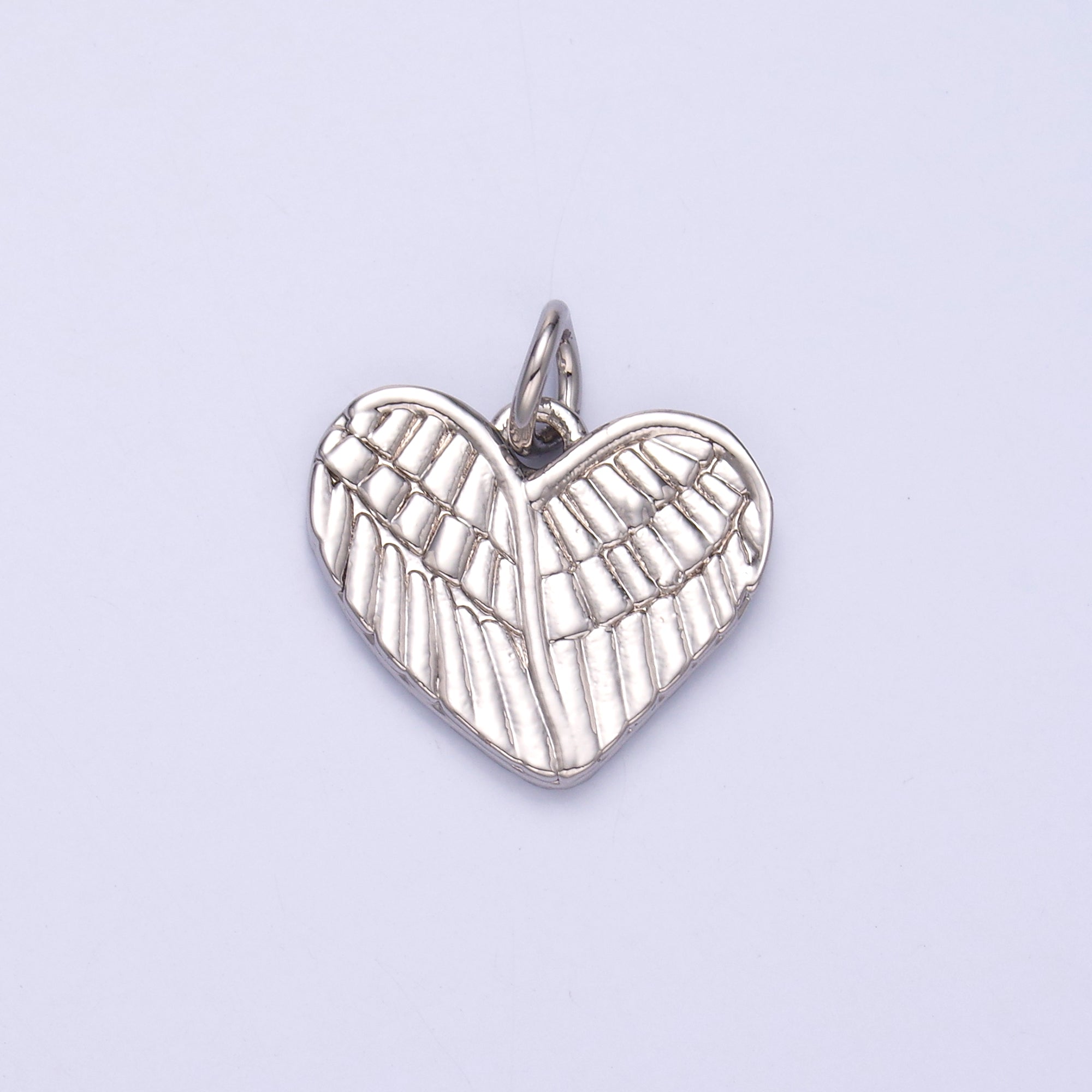 24K Gold Filled Feather Wings Heart Charm in Gold & Silver | C037