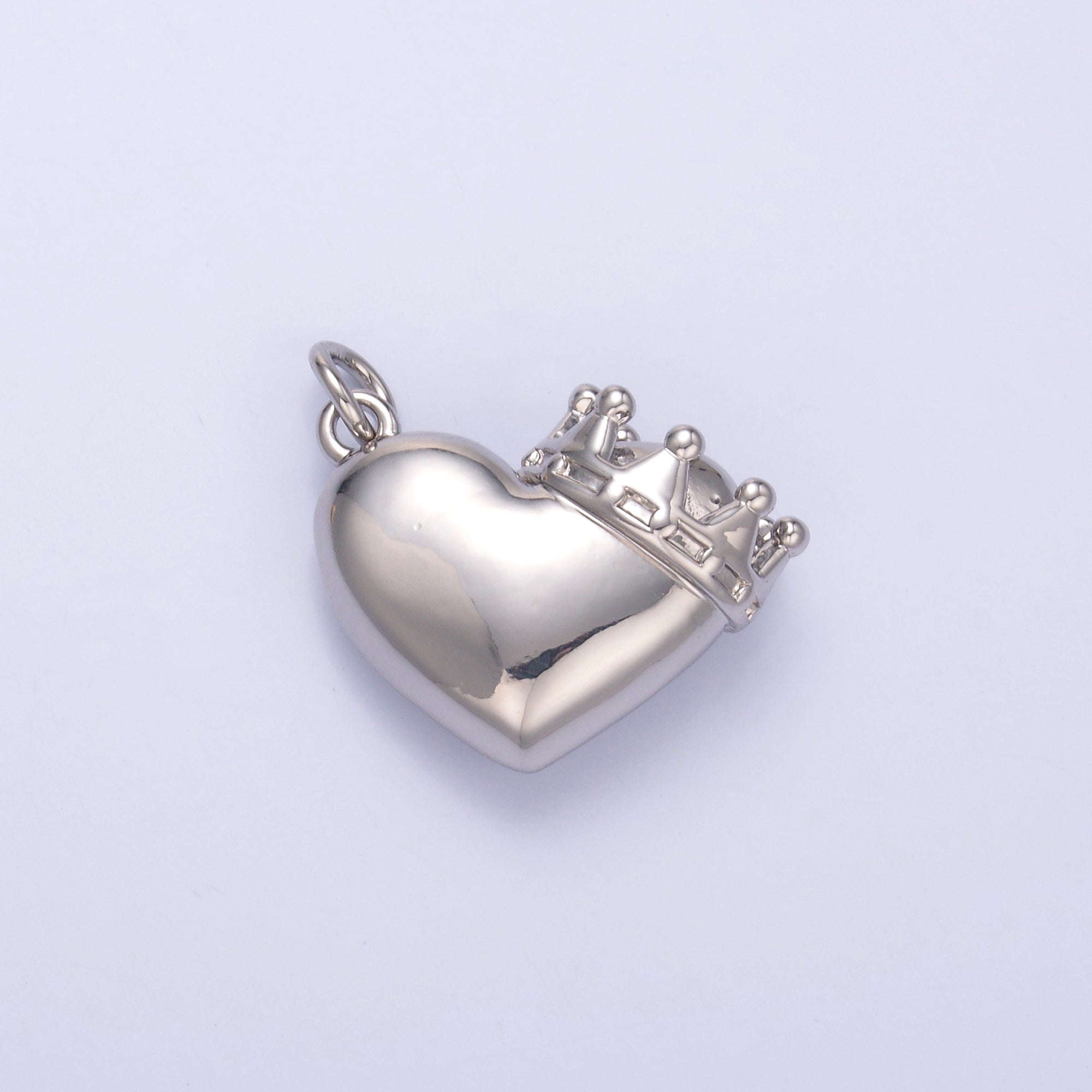 24K Gold Filled Chubby Heart Crown Charm in Gold & Silver | C038