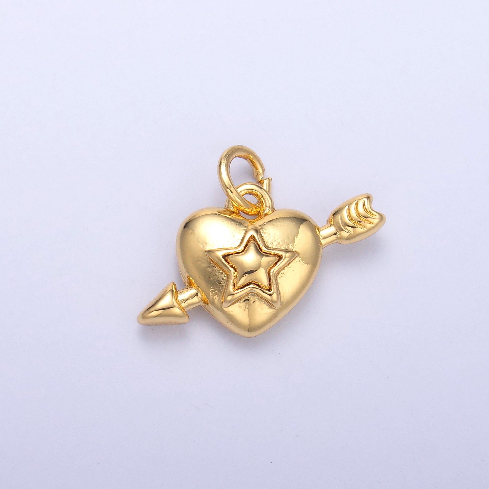 24K Gold Filled Star Cupid Heart Charm in Gold & Silver | C041