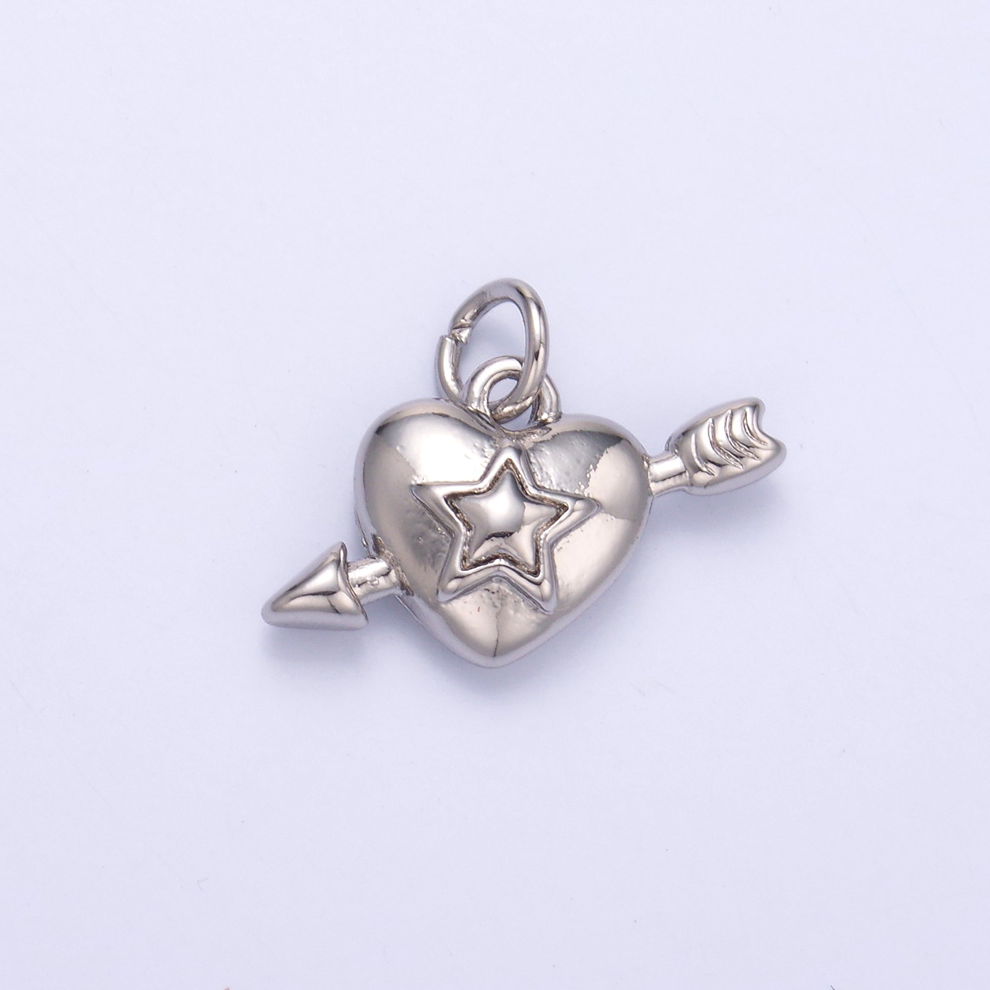 24K Gold Filled Star Cupid Heart Charm in Gold & Silver | C041