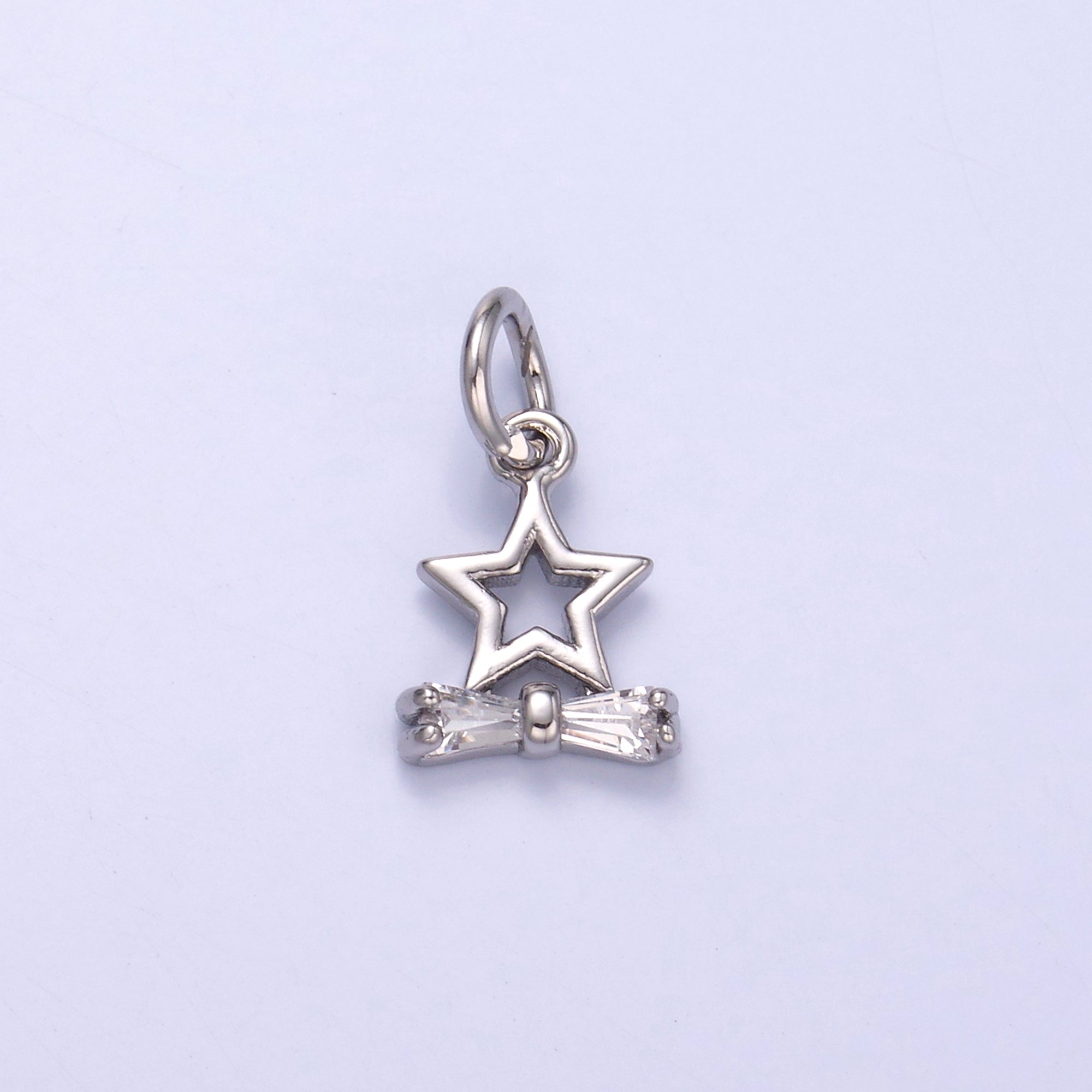 24K Gold Filled Bow Ribbon Star Celestial Mini Charm in Gold & Silver | C042