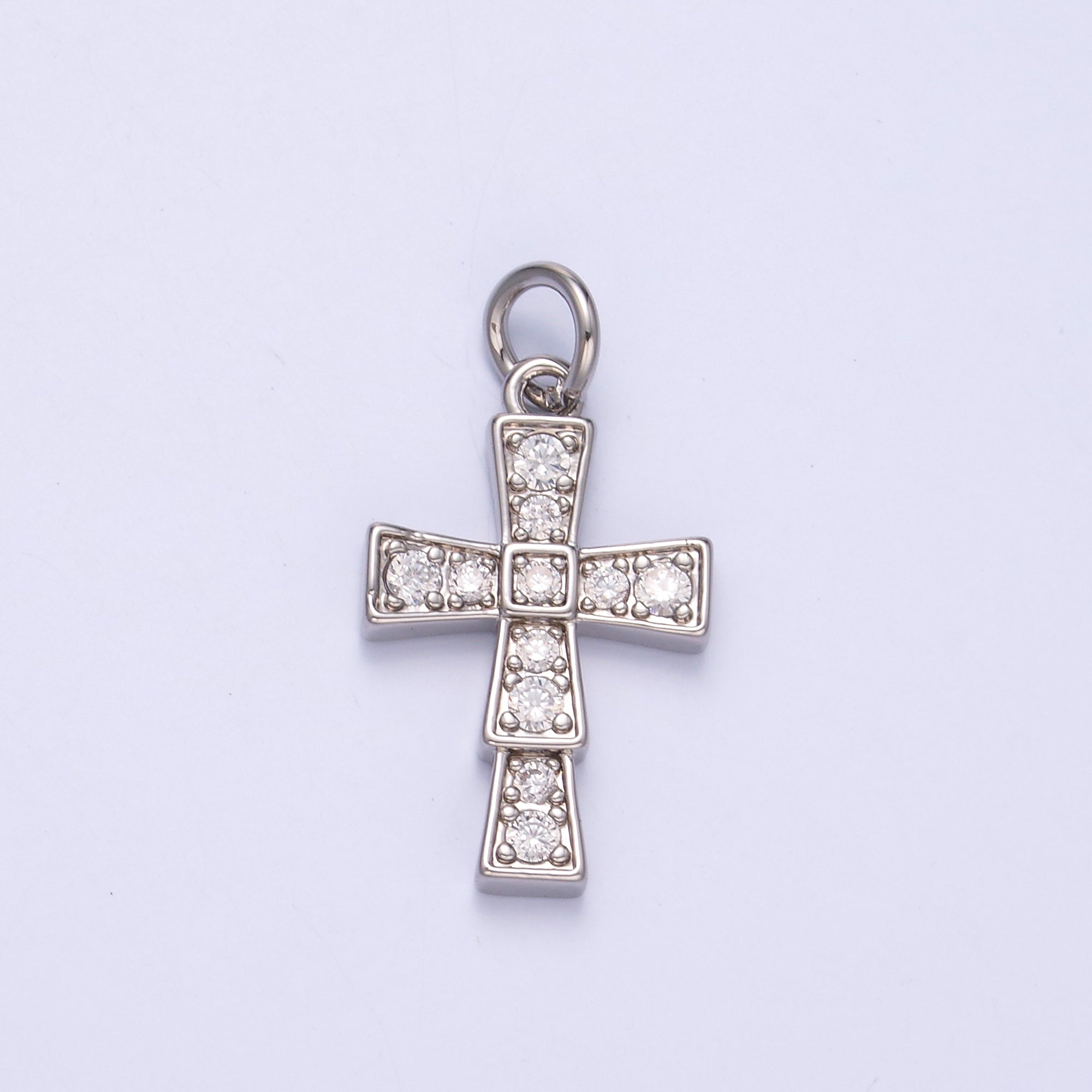 24K Gold Filled Micro Paved CZ Religious Cross Charm in Gold & Silver | C045