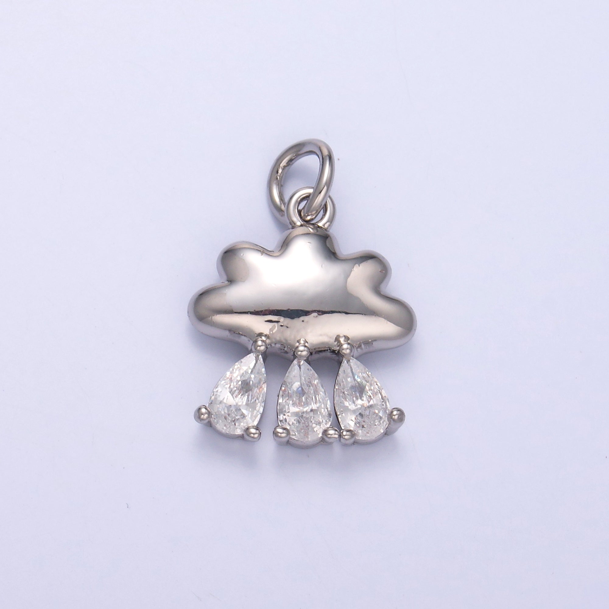 24K Gold Filled Triple Raindrop CZ Cloud Charm in Gold & Silver | C057