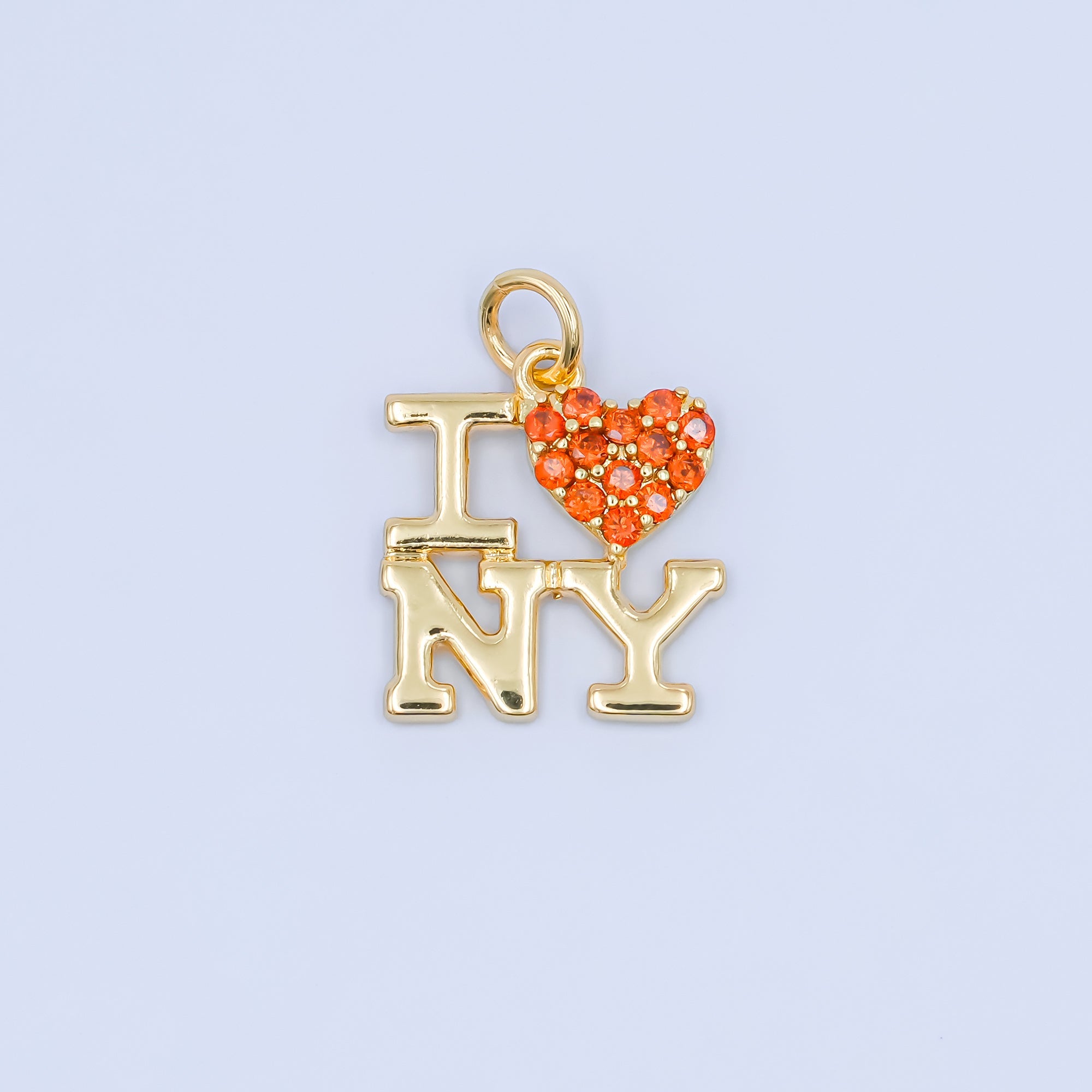 24K Gold Filled "I LOVE NY (New York) Micro Paved CZ Script Charm | C756