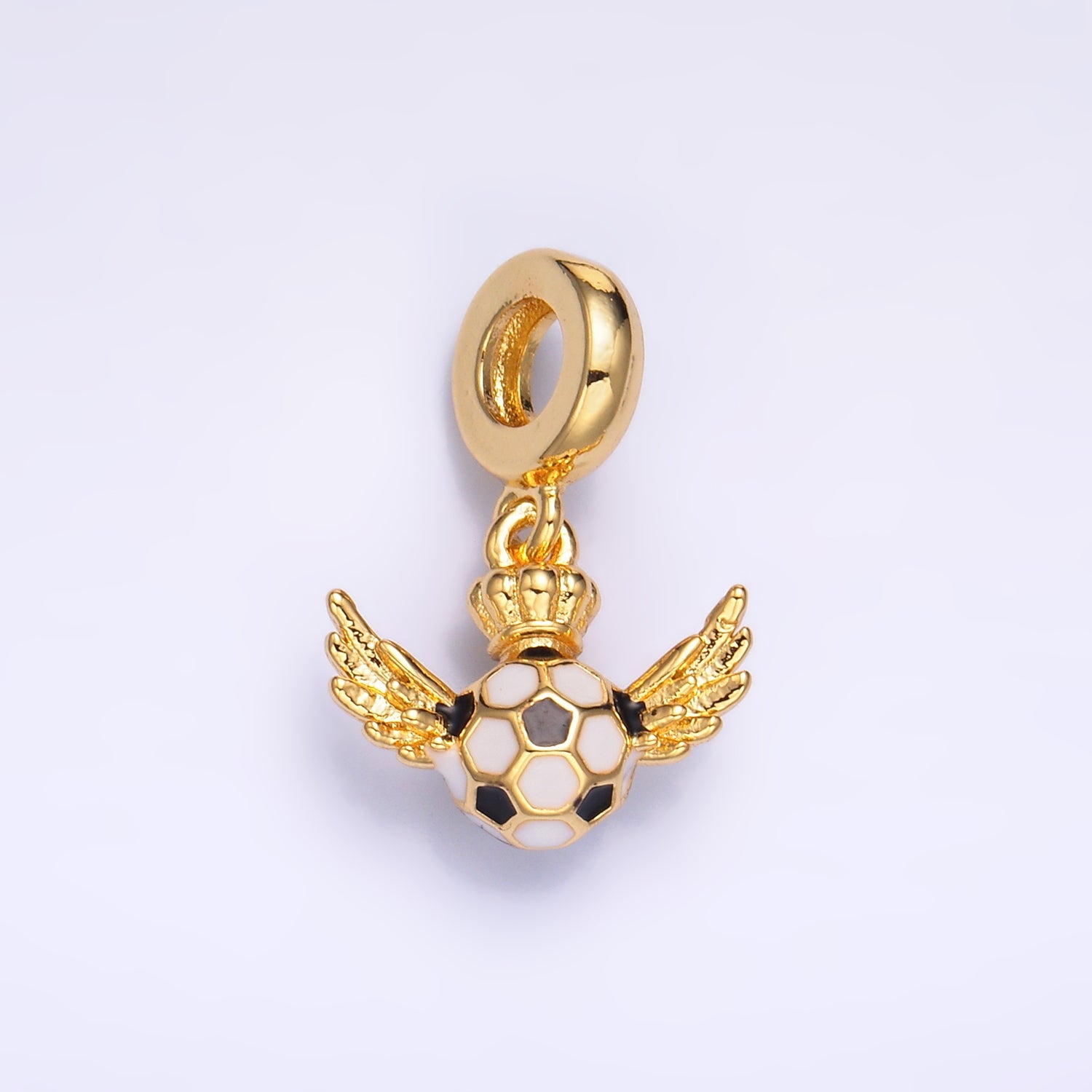 24K Gold Filled Soccer Wings Crown Rhondelle Drop Pendant | C888