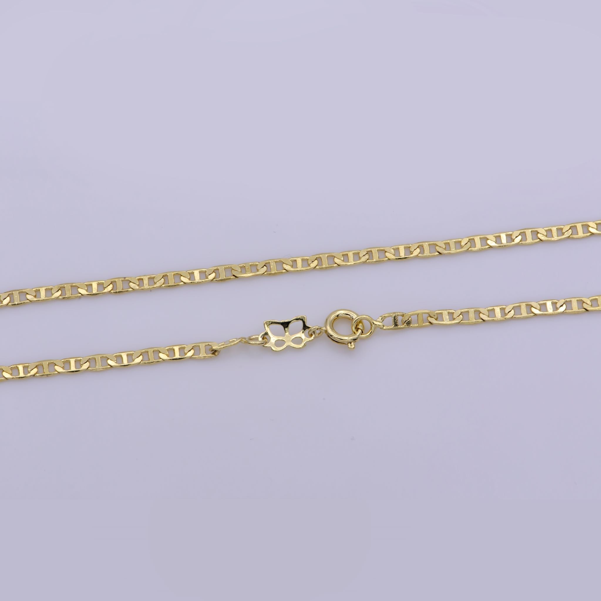 Flat Mariner Chain Necklace / 14K Gold Filled Flat Round Mariner Chain / Anchor Chain / Designer Link / Unisex Men Women - DLUXCA