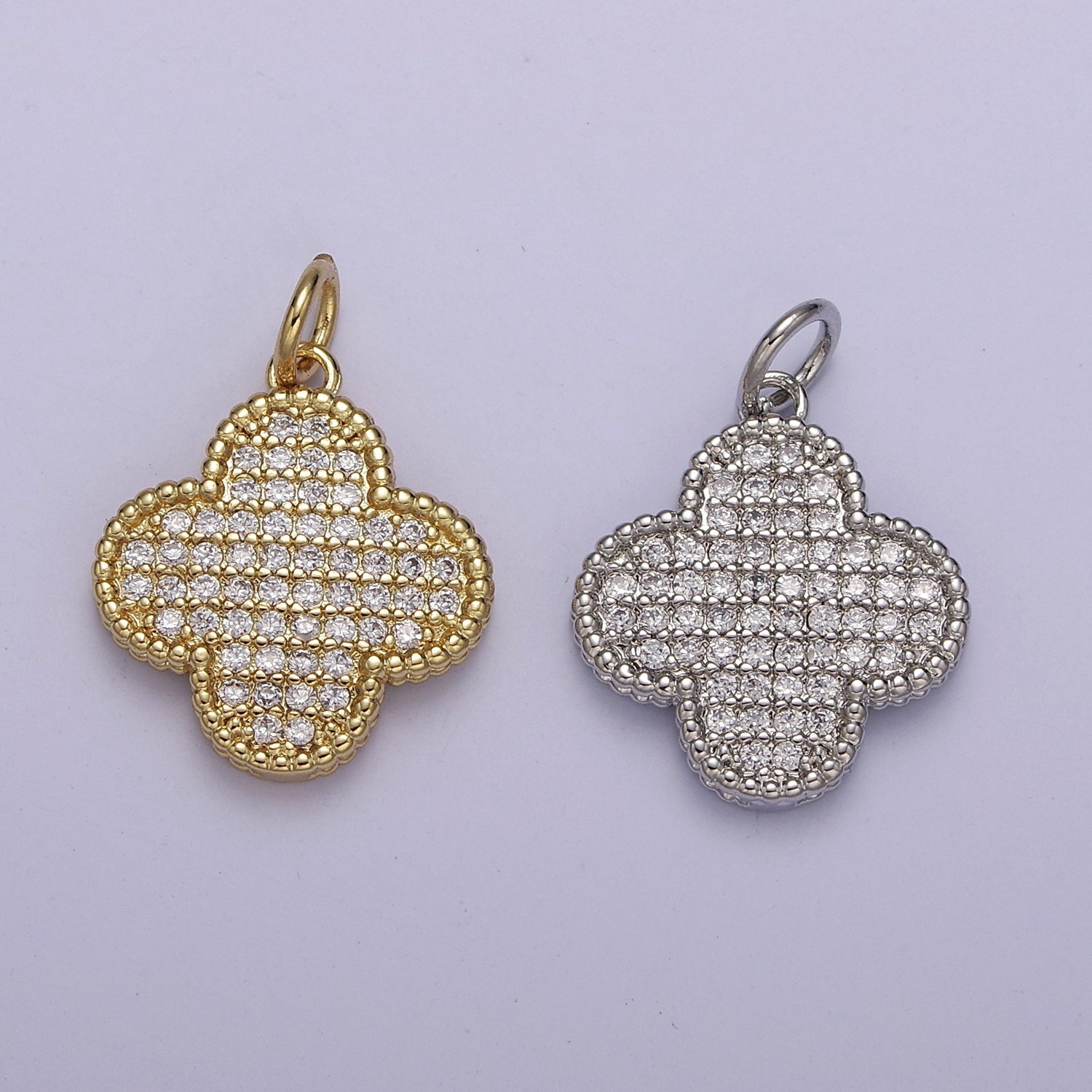 Dainty Gold clover charm, Silver clover pendants Lucky gold Pendant 14k Gold Filled Charm E-708 E-709