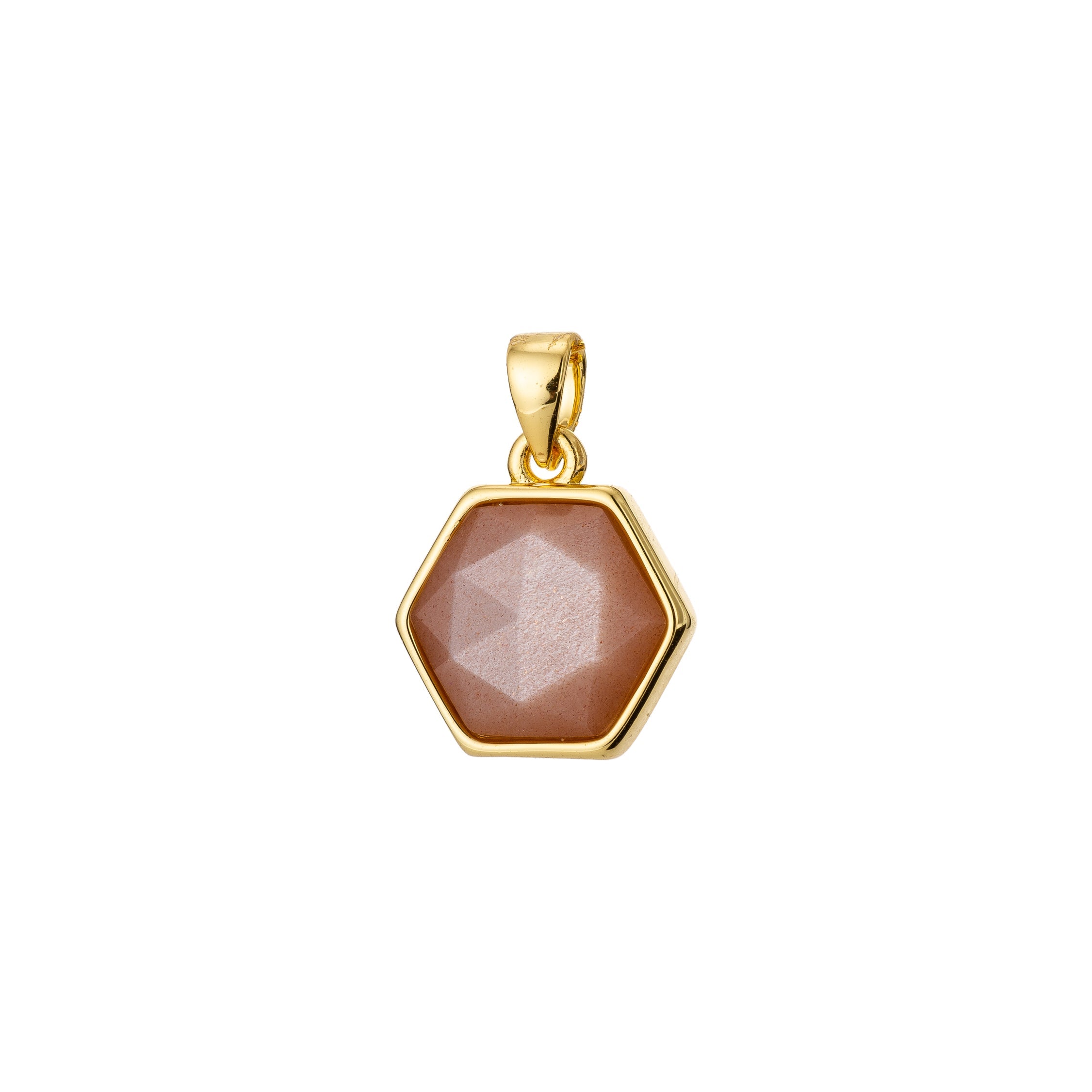 Clearance! Gold Hexagon Natural Gemstone Gold Filled Pendants - DLUXCA
