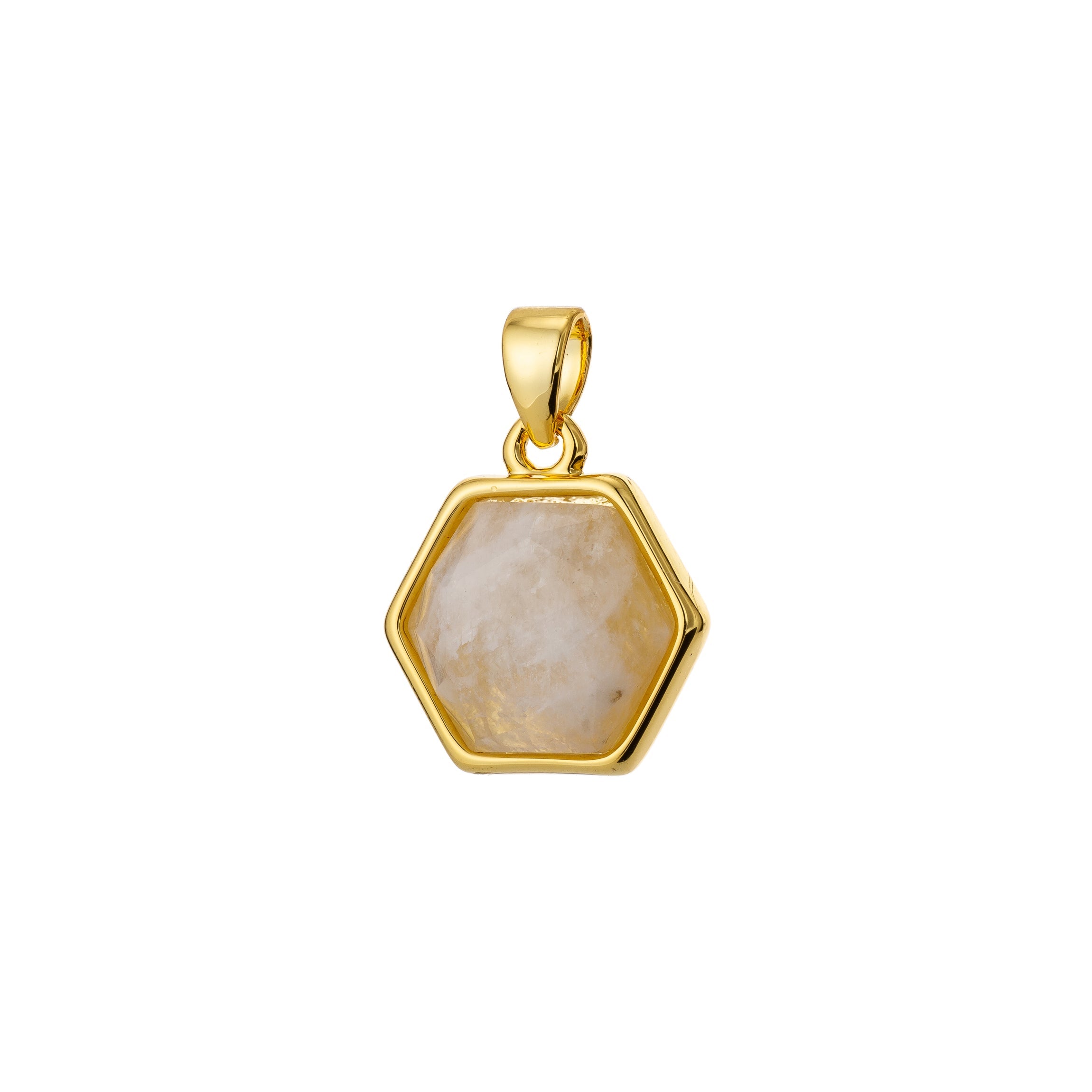 Clearance! Gold Hexagon Natural Gemstone Gold Filled Pendants - DLUXCA