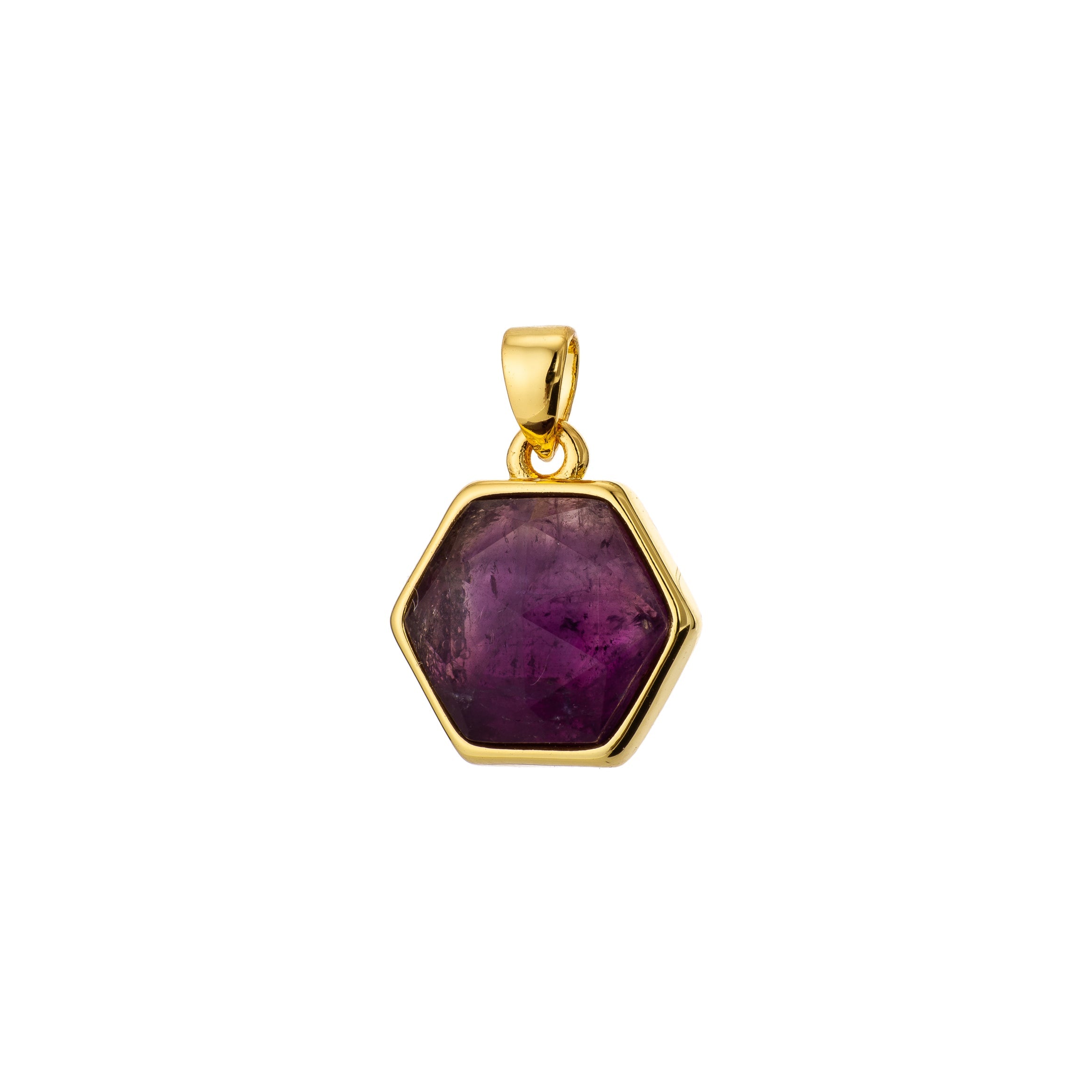 Clearance! Gold Hexagon Natural Gemstone Gold Filled Pendants