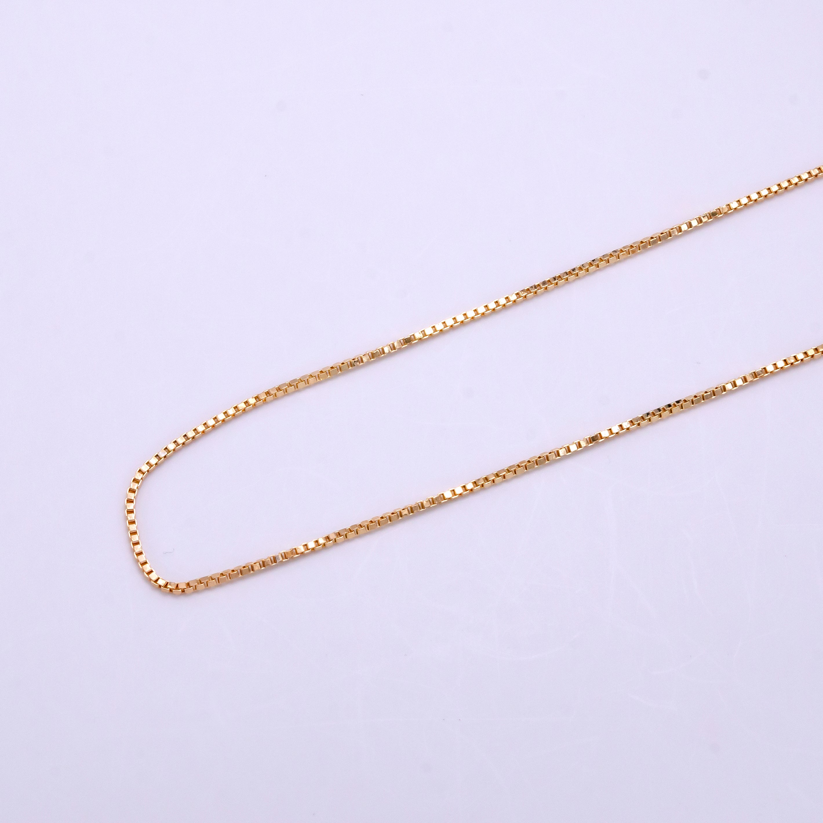 18K Gold Filled 1mm Dainty Box 18 Inch Layering Chain Necklace | CN-583