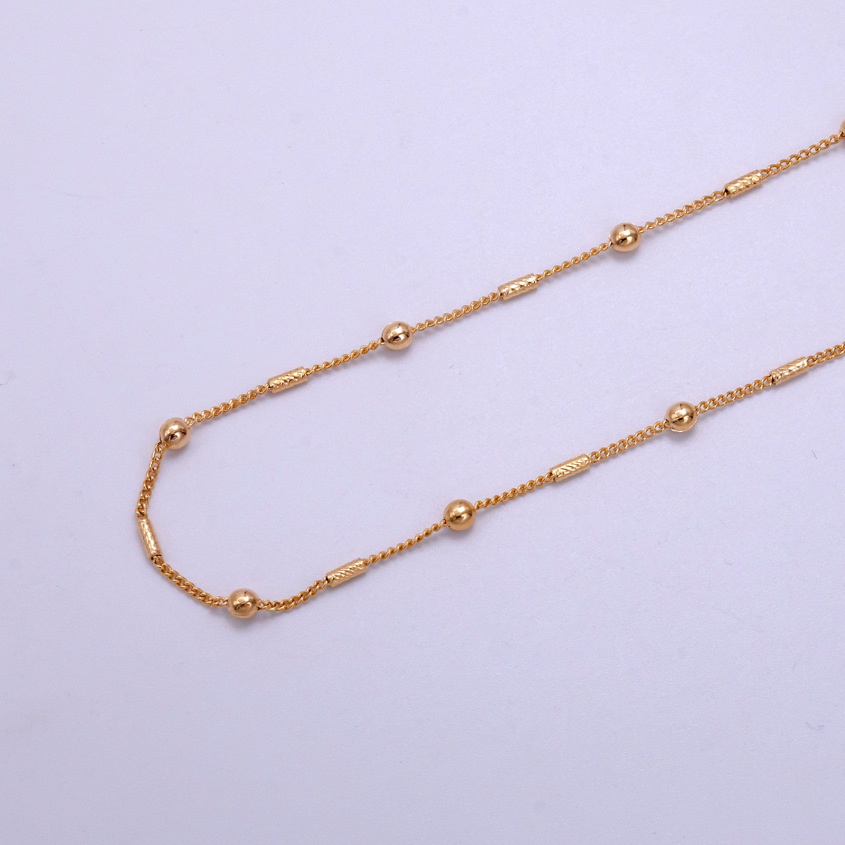 18K Gold Filled Tube Rope Satellite Chain 18 Inch Necklace | CN-645