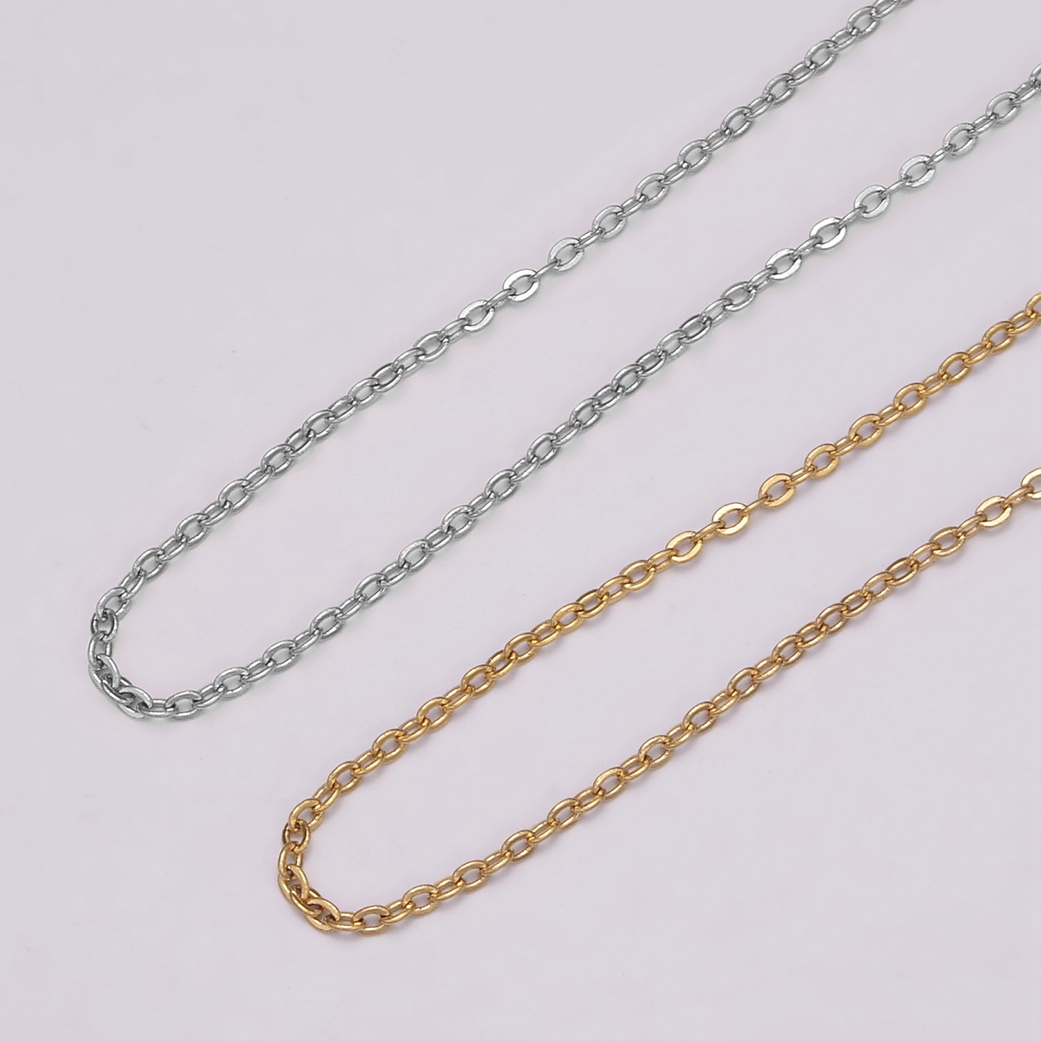 16K Gold Filled 1mm Dainty Cable Chain 18 Inch Layering Necklace w. Extender in Gold & Silver | WA-444 WA-445 - DLUXCA