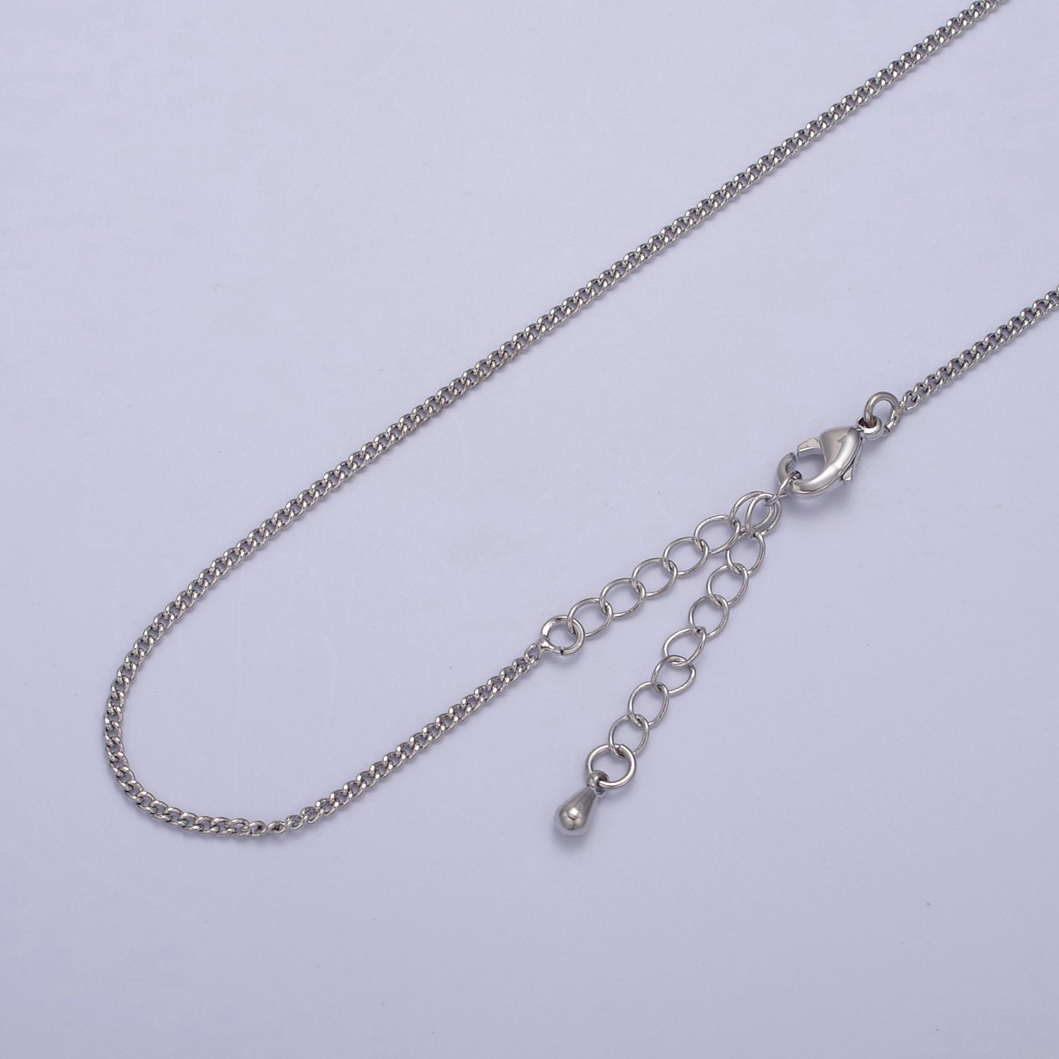 1.5mm Dainty Curb Chain 18 Inch Layering Necklace w. Extender in Silver & Gold | WA-435 WA-730 - DLUXCA