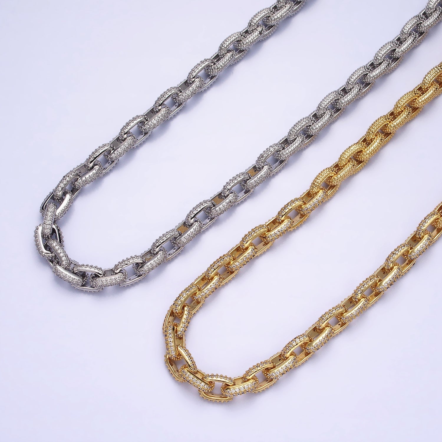 Micro Pave CZ Diamond Link Chain Necklace 24K Gold Filled Necklace Statement Jewelry WA1694 WA1695 - DLUXCA
