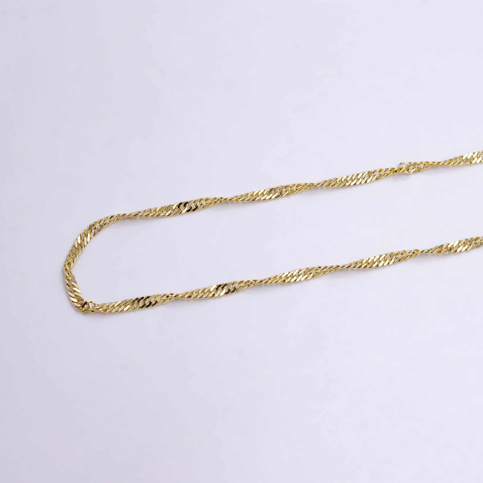 14K Gold Filled 2mm Curb Singapore 18 Inch Layering Chain Necklace | CN-791 - DLUXCA