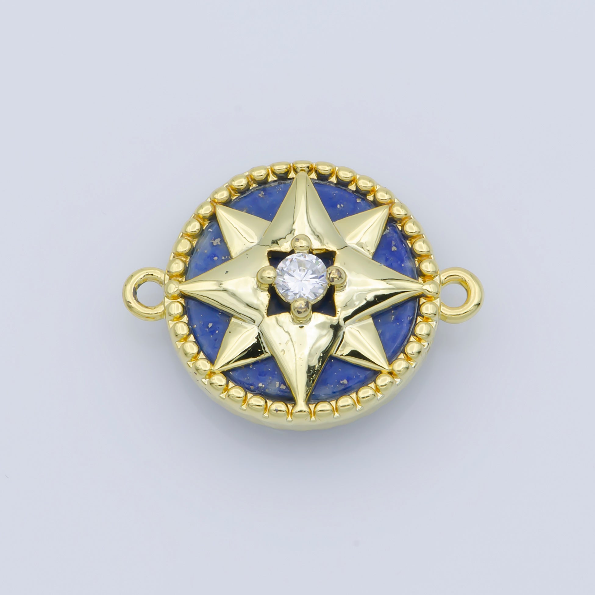14k Gold Filled Pink Pearl Charm Connector, Compass Charm Connector, Cubic Zircon Jewels, Pink Charm Connector for Bracelet Necklace, COGF-443-8/F-388-393 - DLUXCA