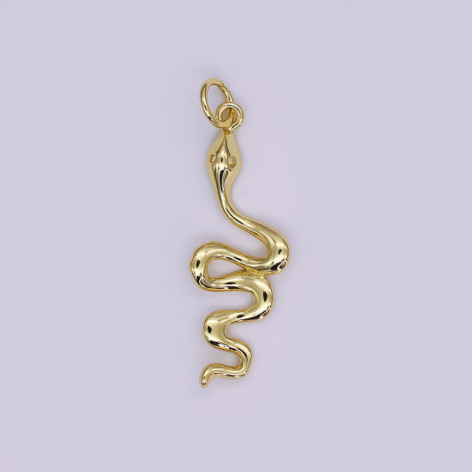 24K Gold Filled 30mm Minimalist Slither Snake Serpent Charm | D732