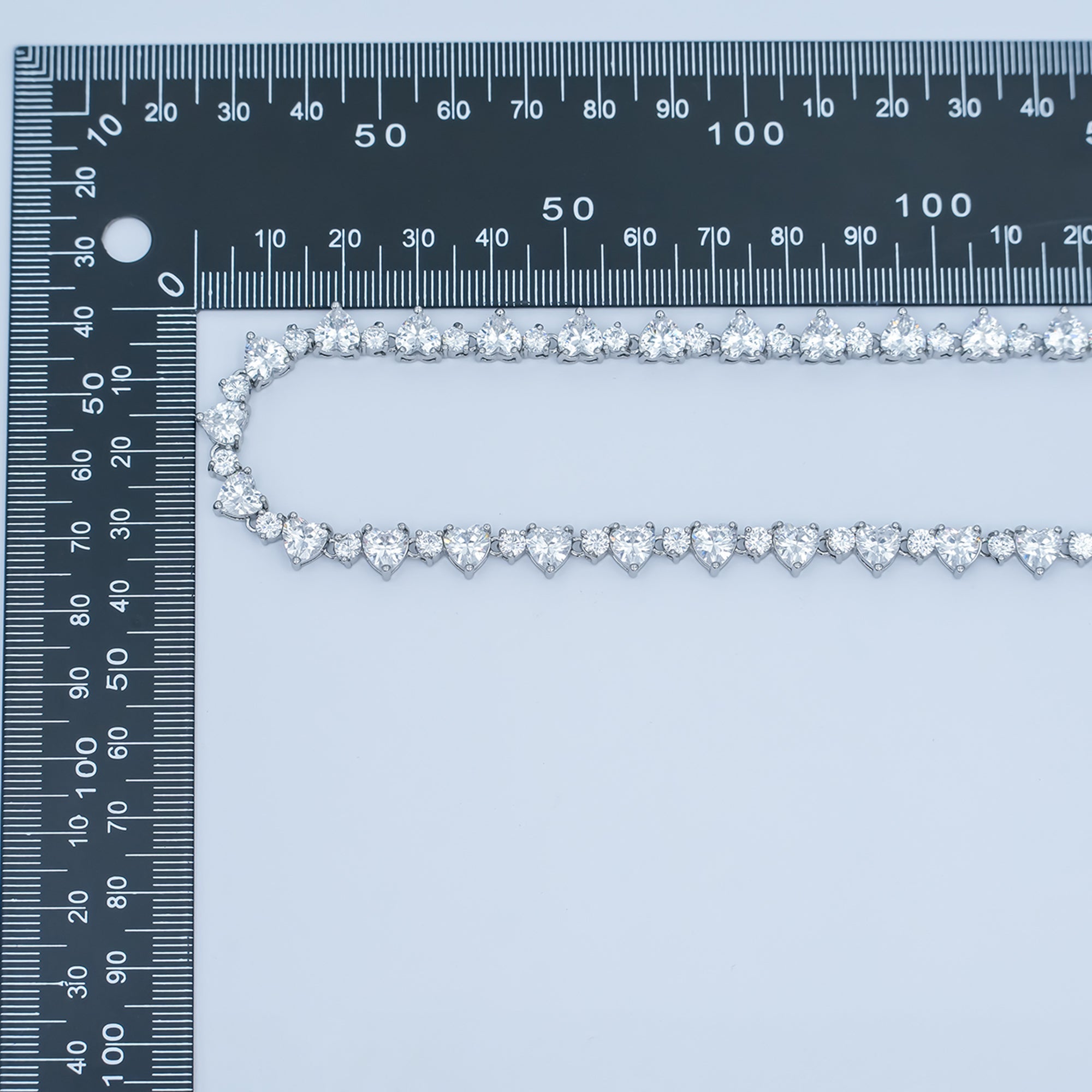 24K Gold Filled Heart CZ Tennis Chain 17 Inch Necklace in Gold & Silver | WA-2861 WA-2862