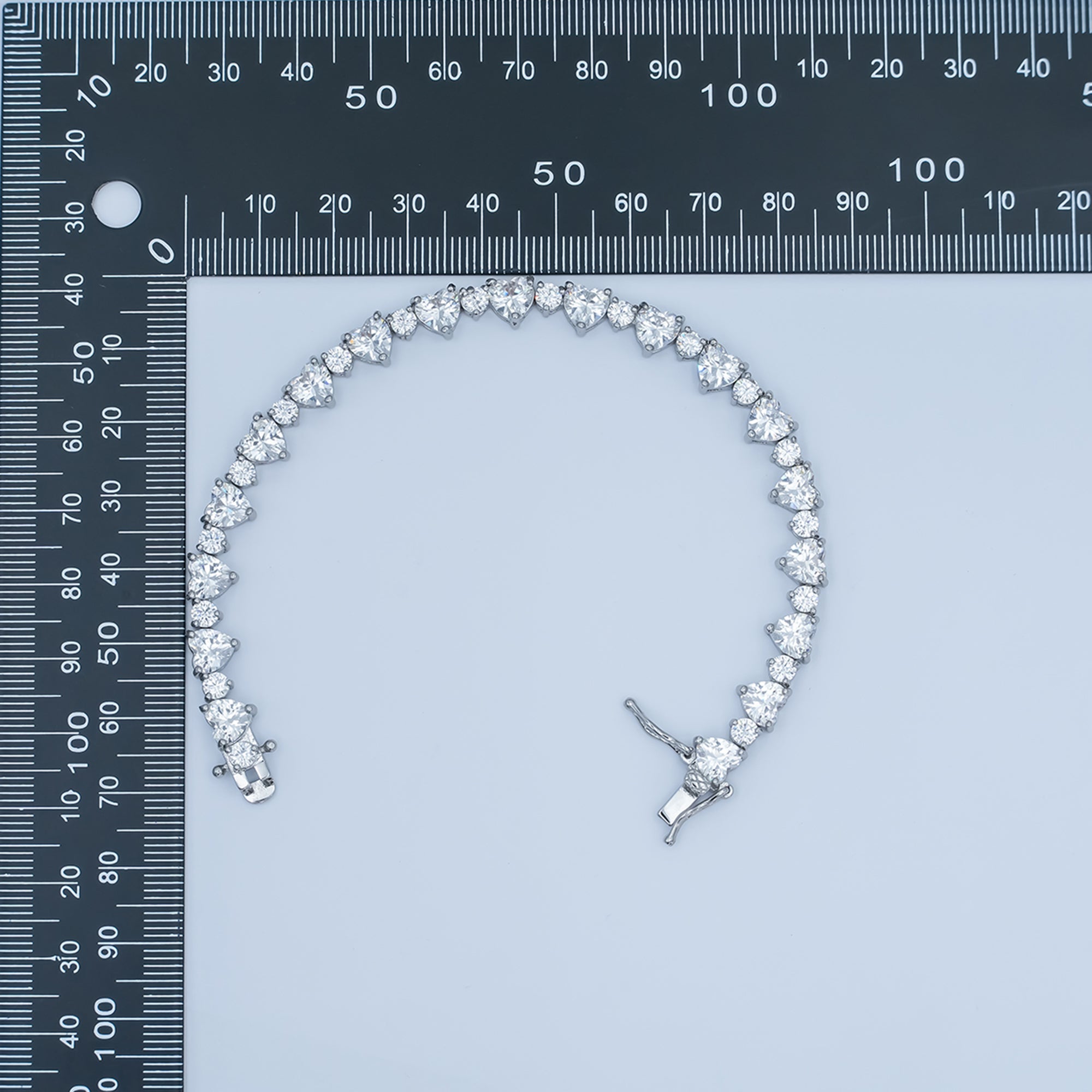 24K Gold Filled Heart CZ Tennis Chain 7 Inch Bracelet in Gold & Silver | WA-2859 WA-2860