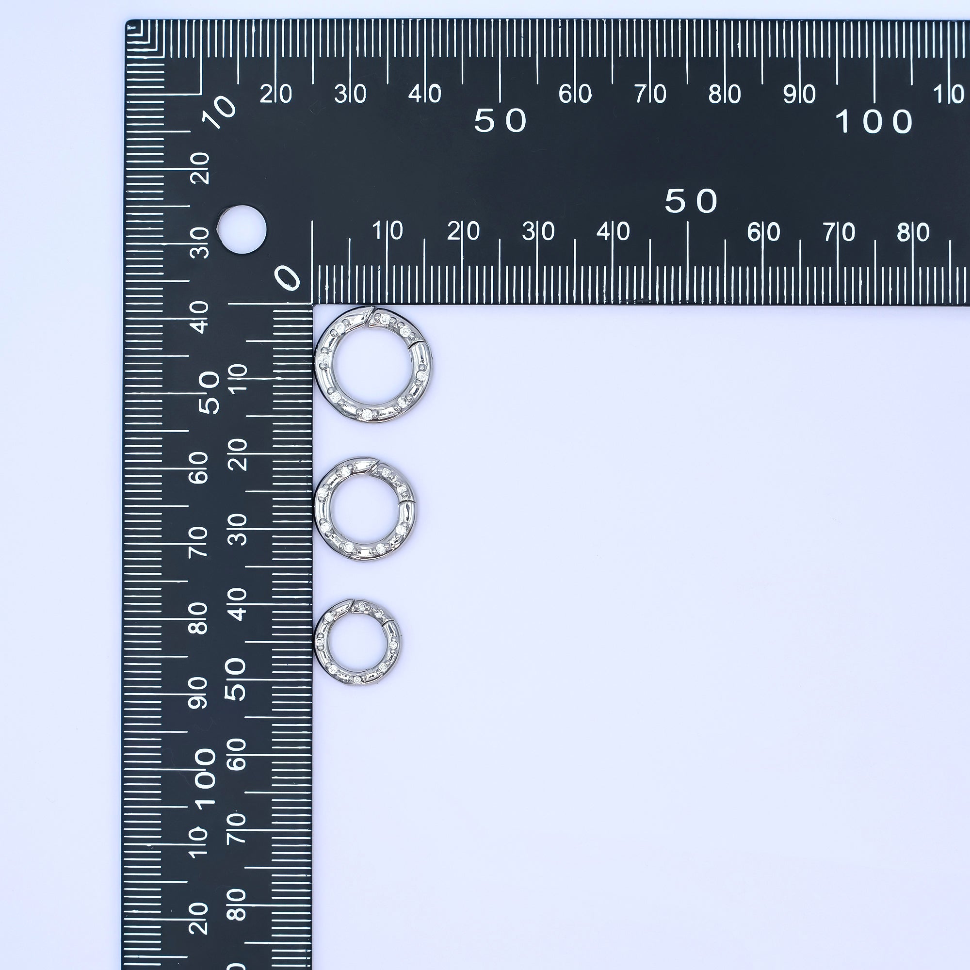 24K Gold Filled 12mm, 14mm, 16mm Clear CZ Dotted Round Pull Gate Findings in Gold & Silver | Z1051 - Z1053