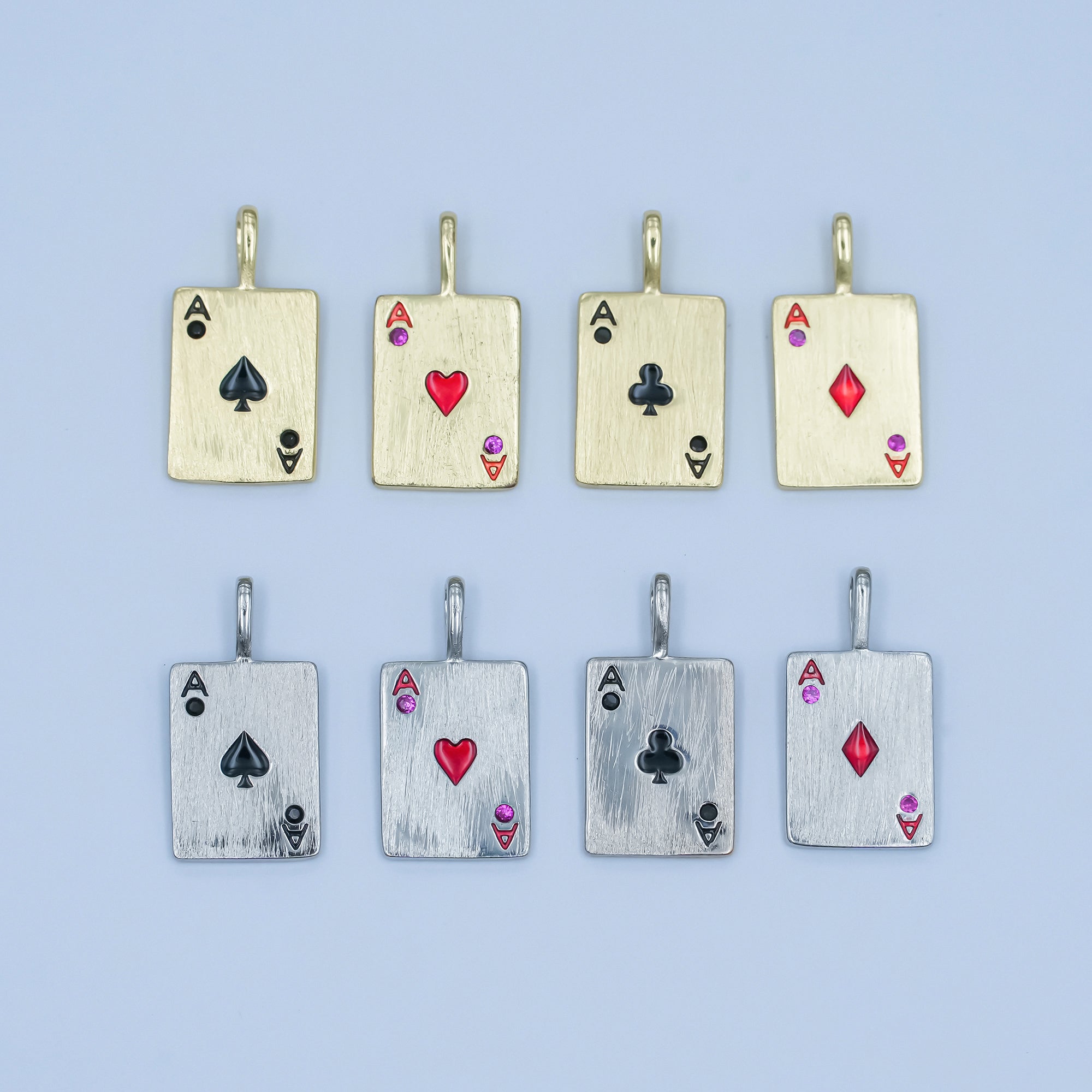 Stainless Steel Ace Playing Card CZ Pendant in Gold & Silver | AA1449 - AA1452