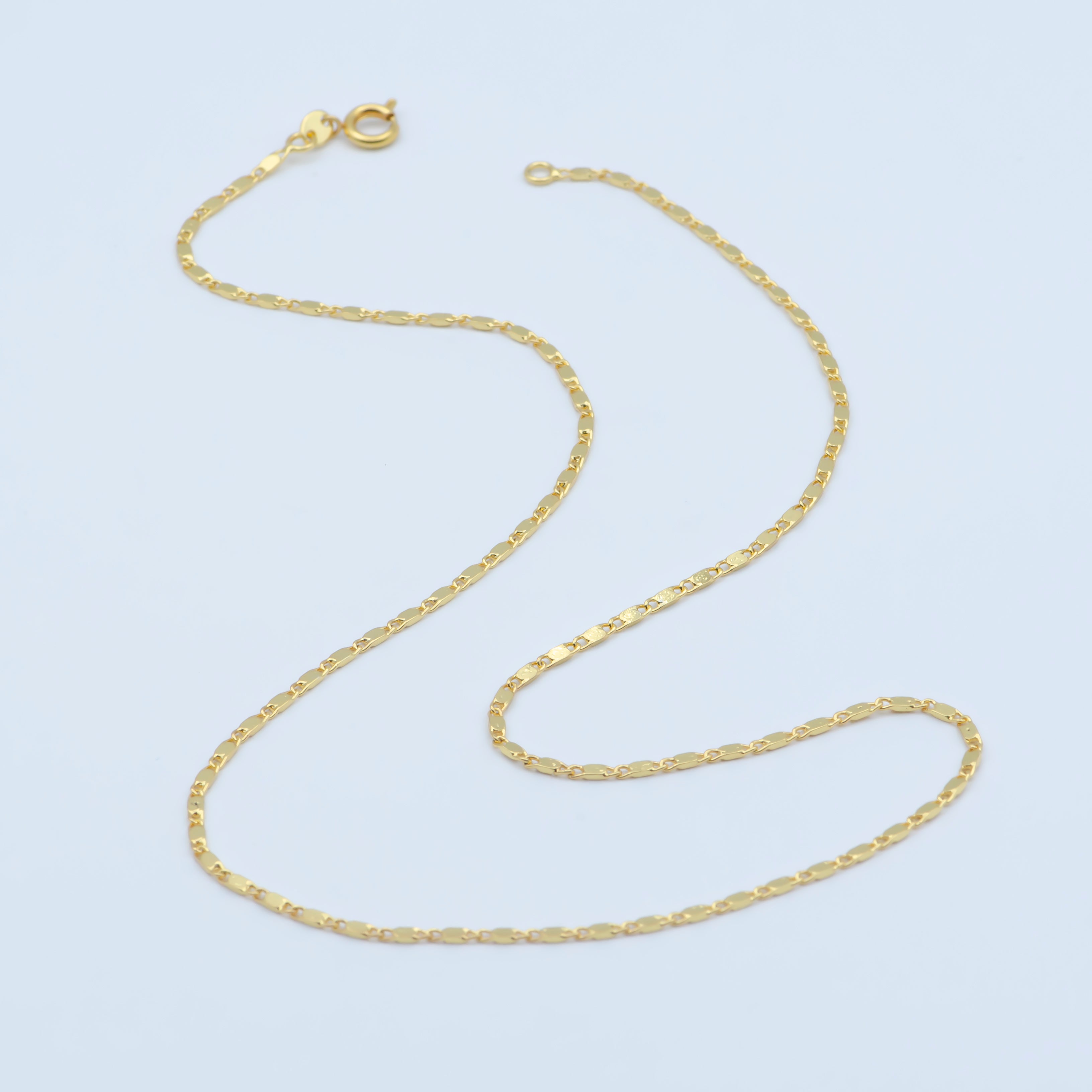 24K Gold Filled 1.8mm Minimalist Unique Link 18 Inch Layering Chain Necklace | WA-190 - DLUXCA
