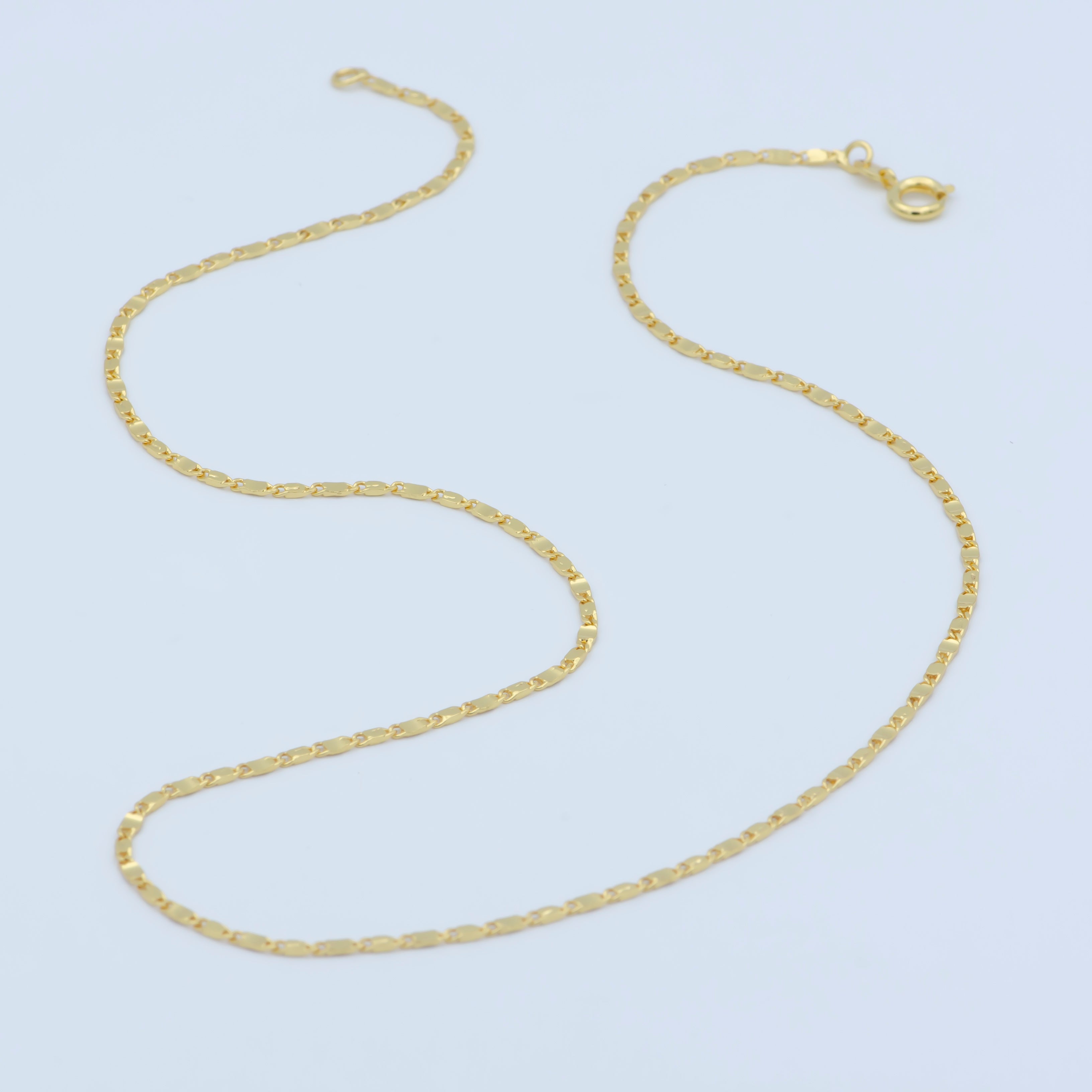 24K Gold Filled 2mm Unique Link 18 Inch Layering Chain Necklace | WA-192 - DLUXCA