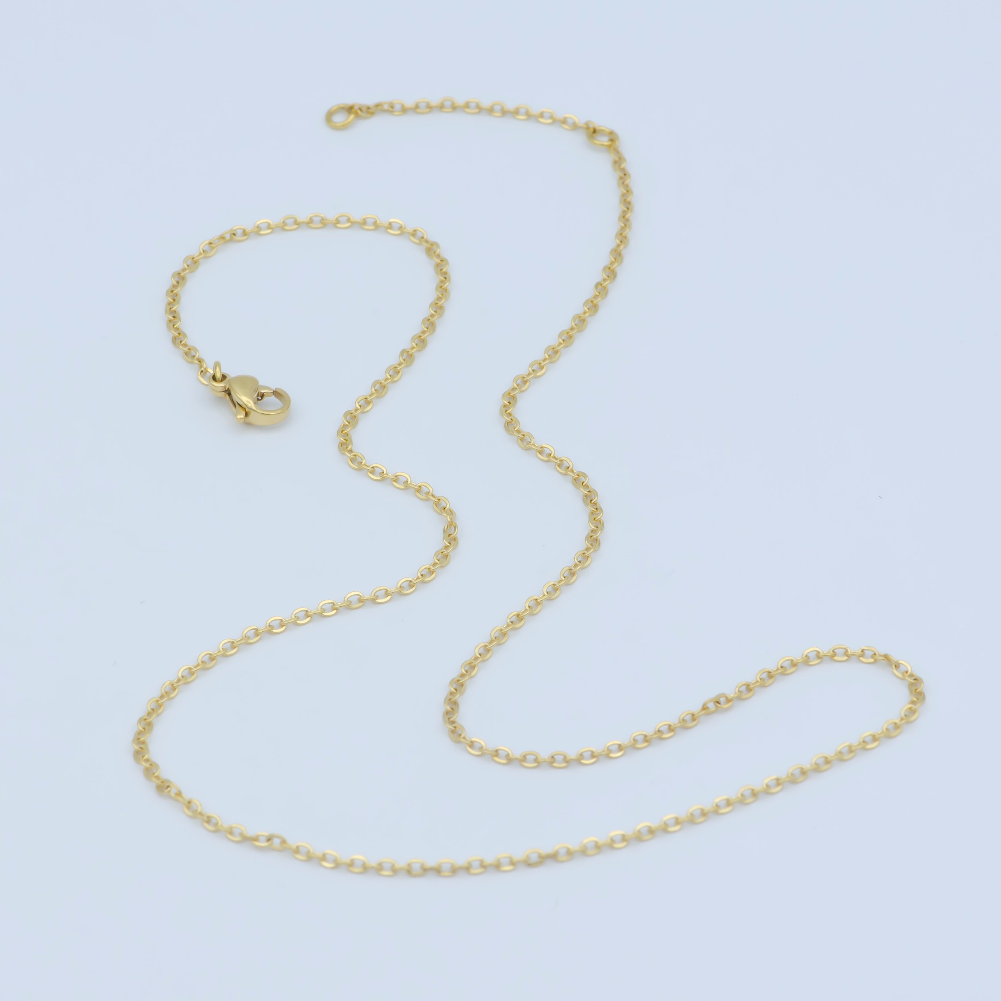 1.5mm Dainty Cable 18 Inch Layering Chain Necklace w. Extender | WA-193 - DLUXCA