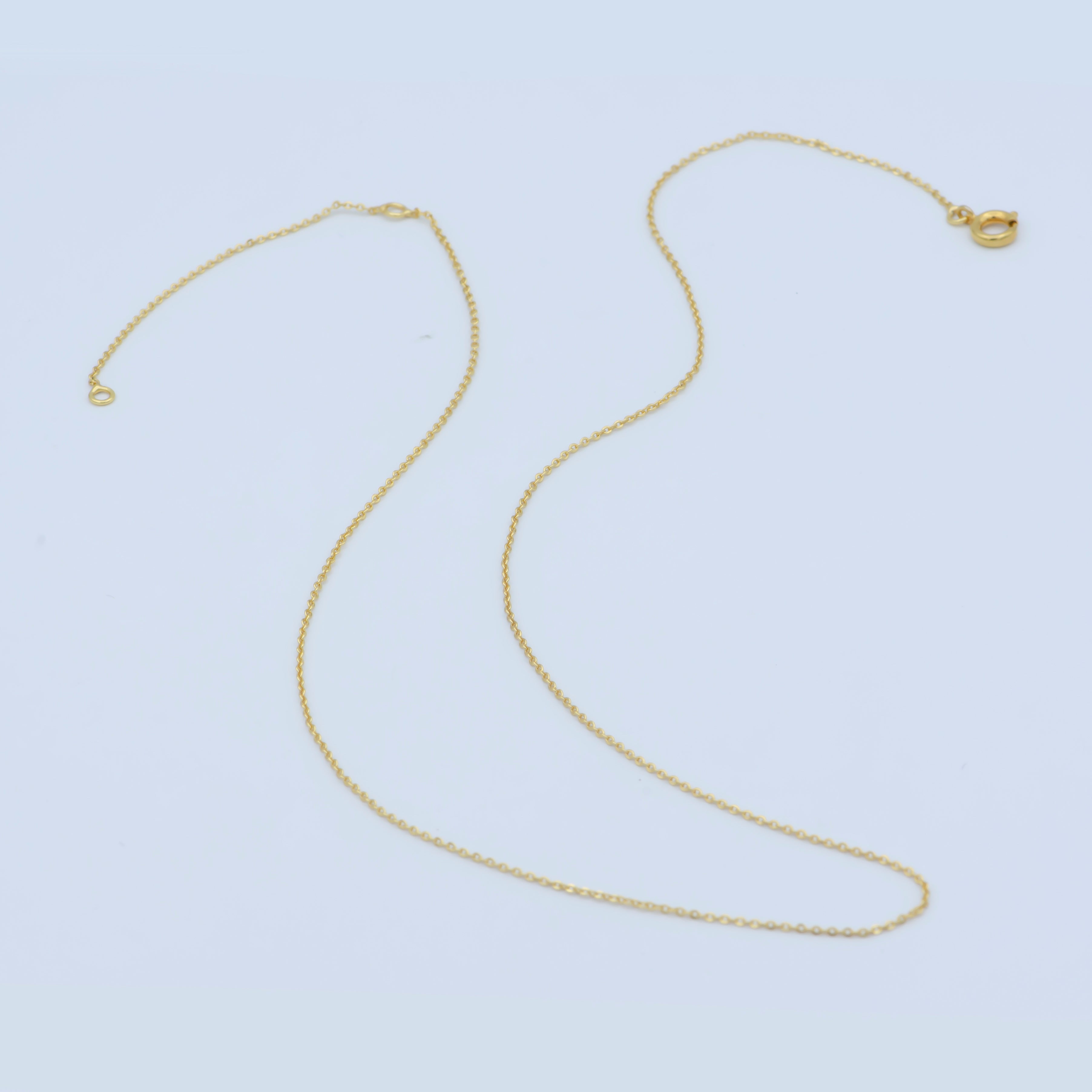 24K Gold Filled 0.7mm Dainty Cable Chain 18 Inch Necklace w. Extender | WA-187 - DLUXCA