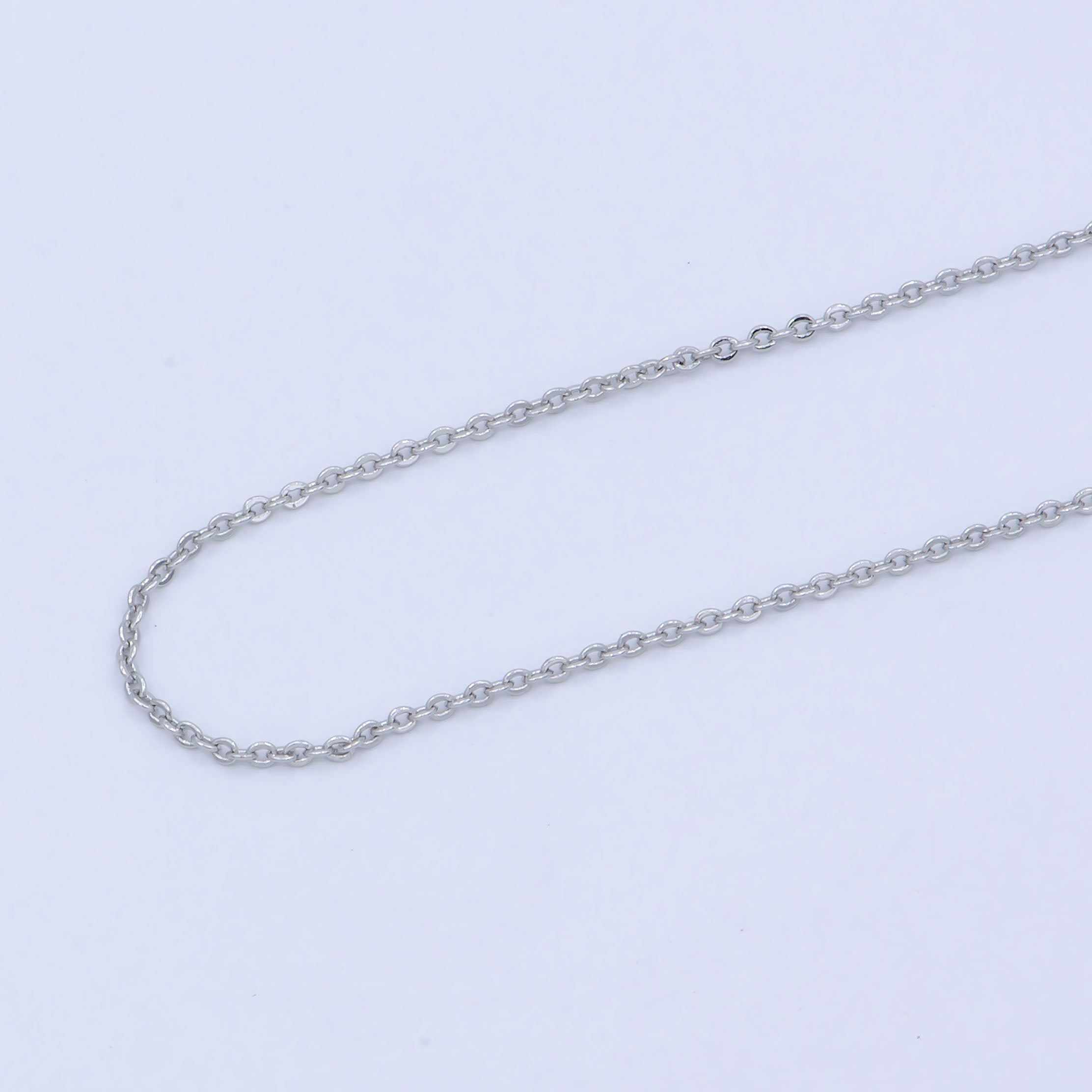 15.5'' Ready to Use Silver / White Gold Cable Link Necklace Chain, Layer Choker Chain, Dainty 1mm Necklace w/Spring Ring For Pendant Charm Chain Necklace  WA239 - DLUXCA