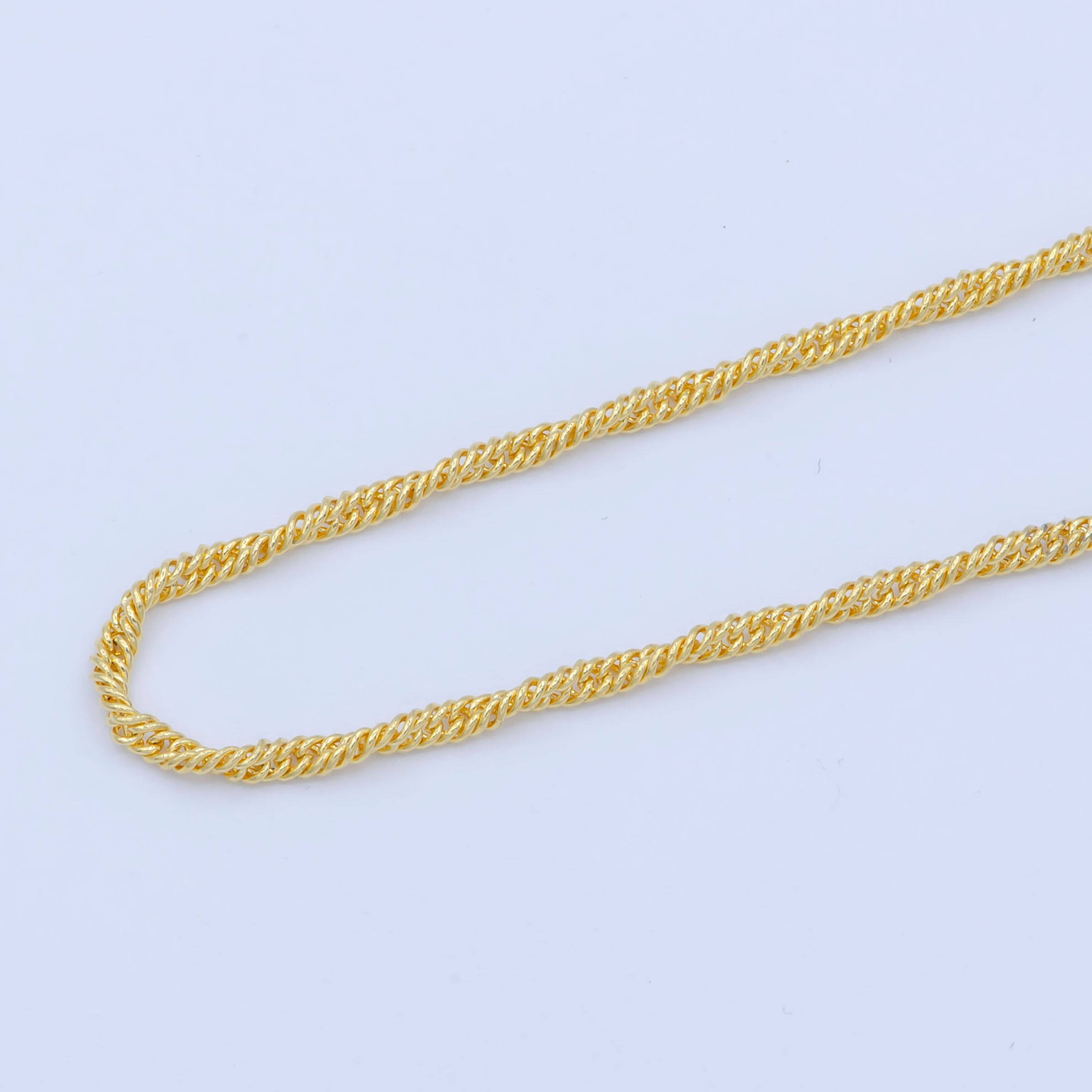 Clearance Pricing Overstock 24K Gold Filled Dainty 1.5mm Twisted Singapore 18 Inch Layering Chain Necklace | WA-195 - DLUXCA