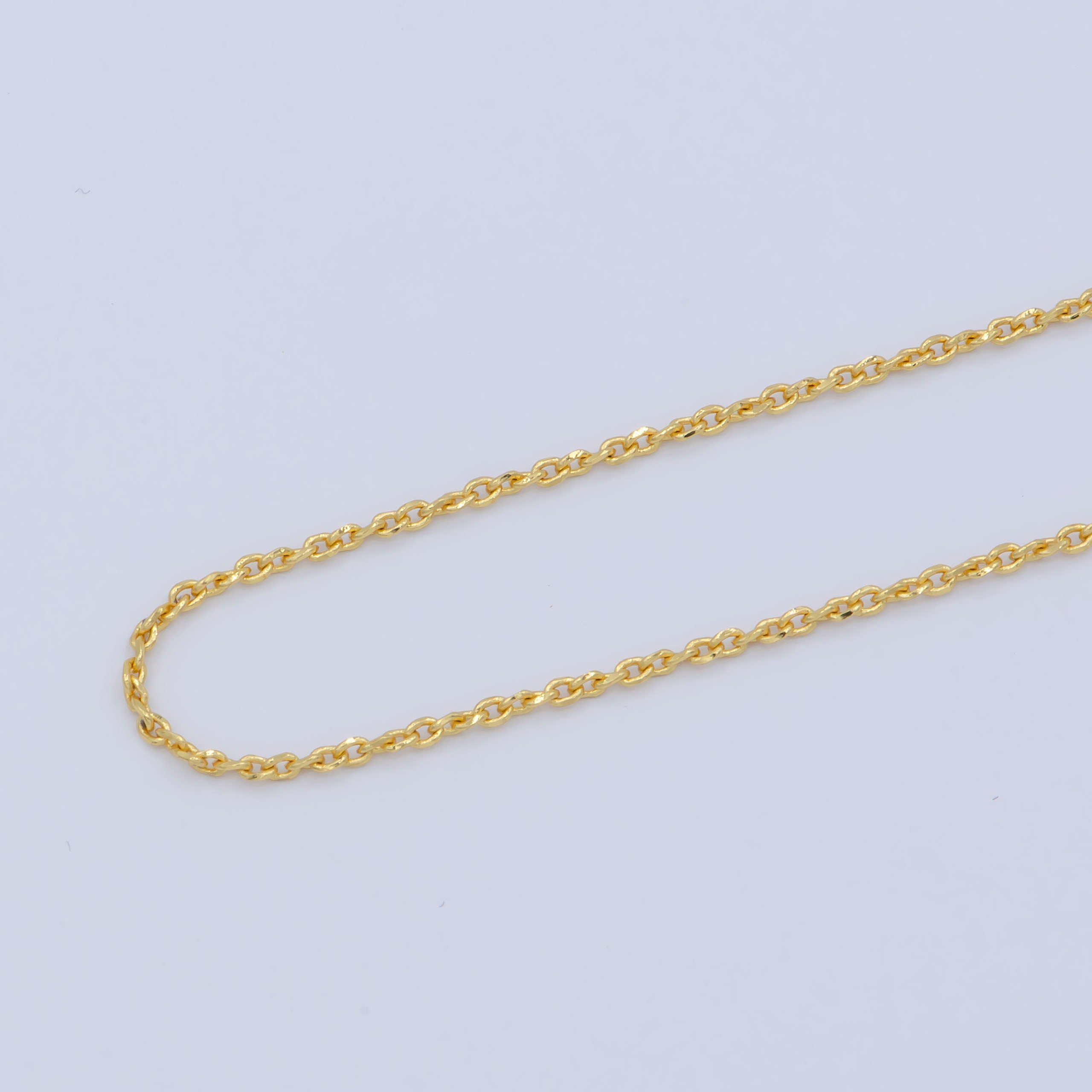 24K Gold Filled Cable Link Chain Necklace, Dainty Necklace, Gold Simple Chain, Everyday Layering Necklace - DLUXCA