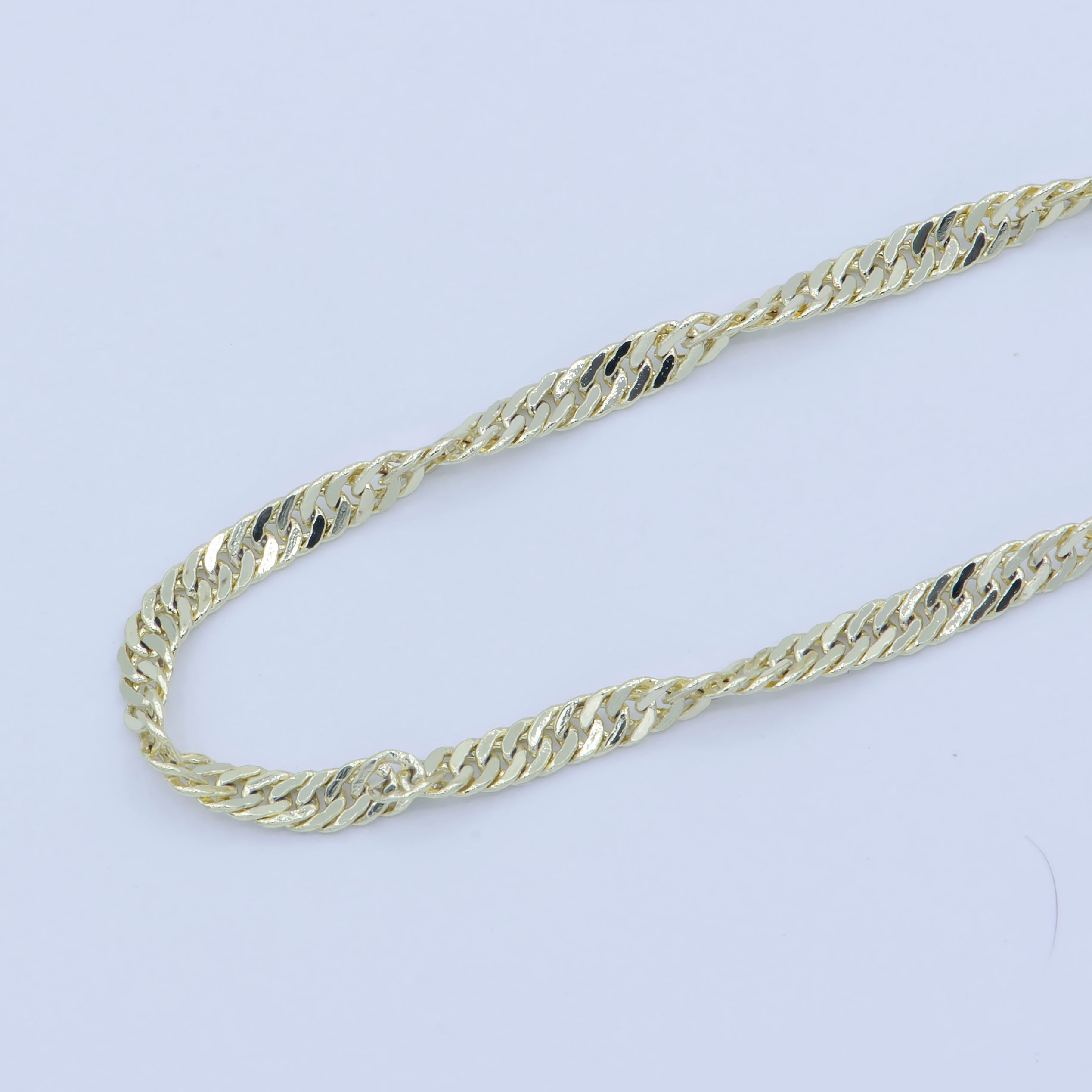 Singapore Gold Chain Necklace, Dainty Necklace, Gold Twist Chain, Gold Filled Chain, Everyday Layering Necklace cn-1093 - DLUXCA