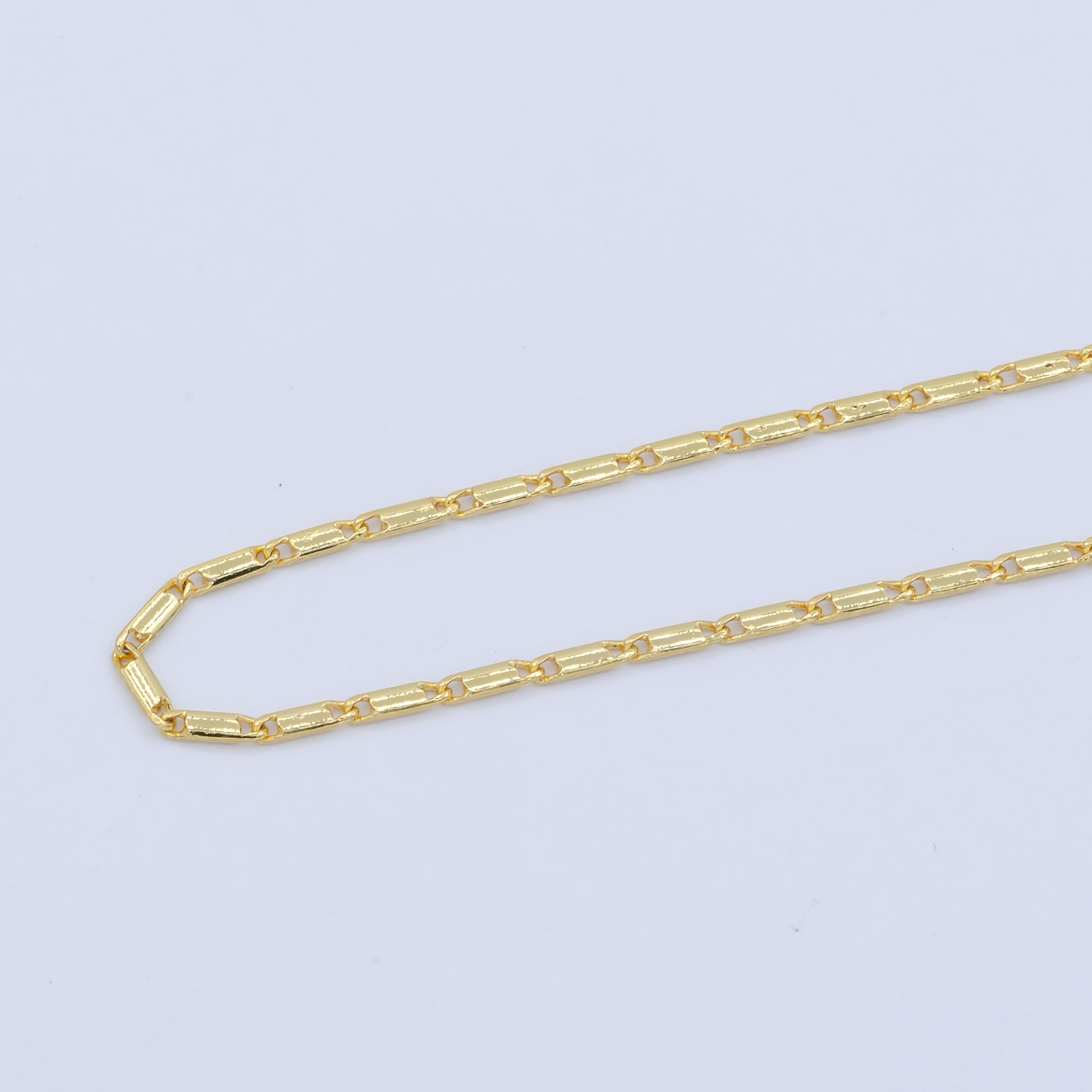 Dainty Chain 2mm Thickness Flat Anchor Chain 24K Gold Filled Necklace Ready to Wear - DLUXCA