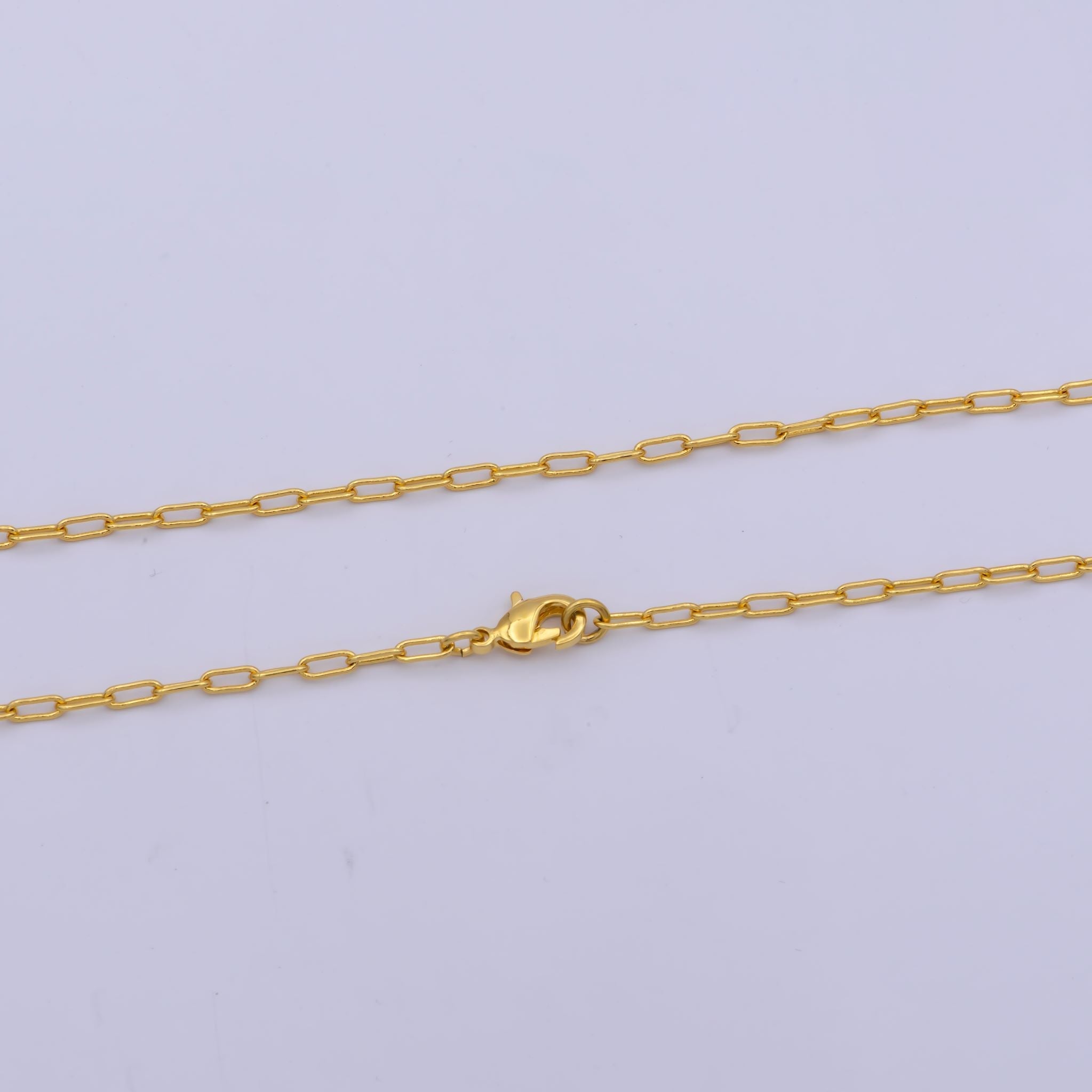 17.7" Paper clip gold chain, Dainty 24k Gold Filled chain necklace, Layering necklace, gold link necklace Ready to Wear chain necklace - DLUXCA