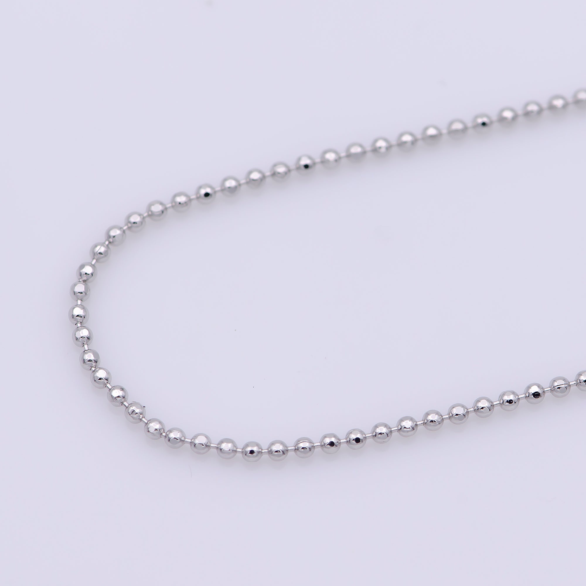 17.5'' Ready to Use Silver / White Gold Beaded Necklace Ball Chain, Layer Dainty 0.8mm Necklace w/Spring Ring For Pendant Charm Chain Necklace  WA241 - DLUXCA