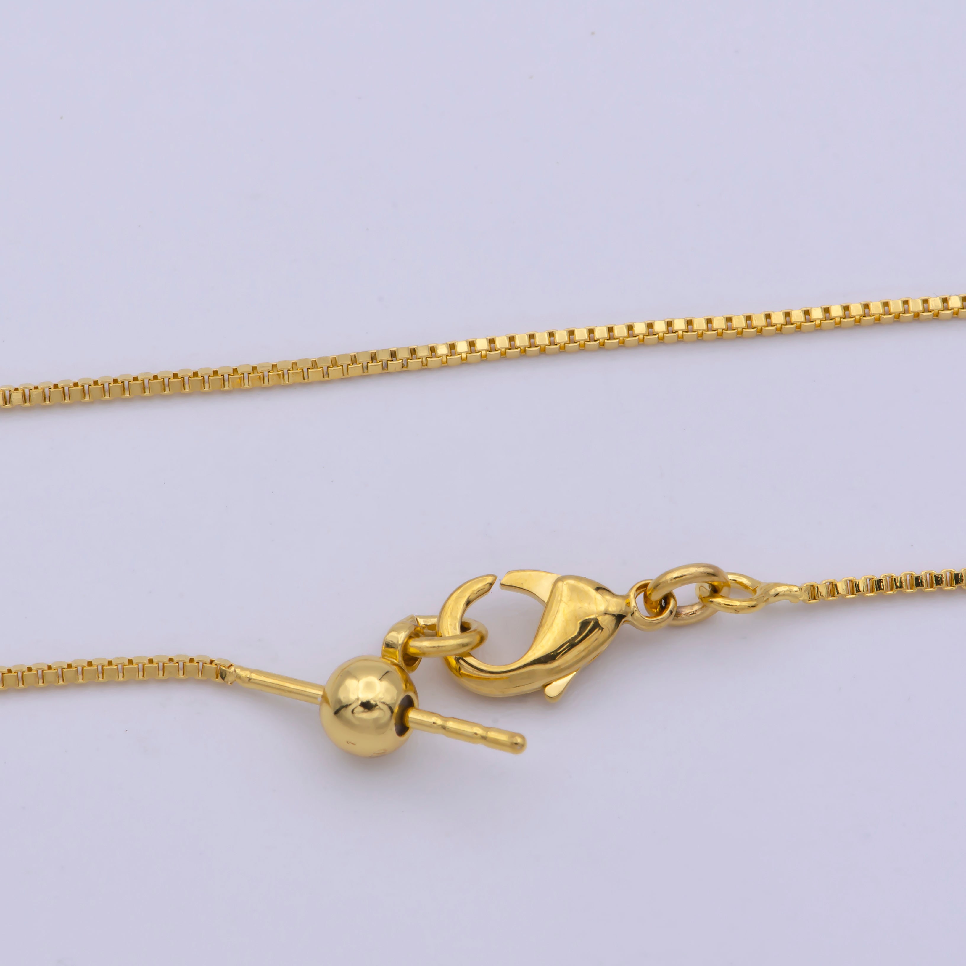 24k Gold Filled Box Finished Chain, 0.9mm Box Necklace 19.5 inch long Necklace - DLUXCA