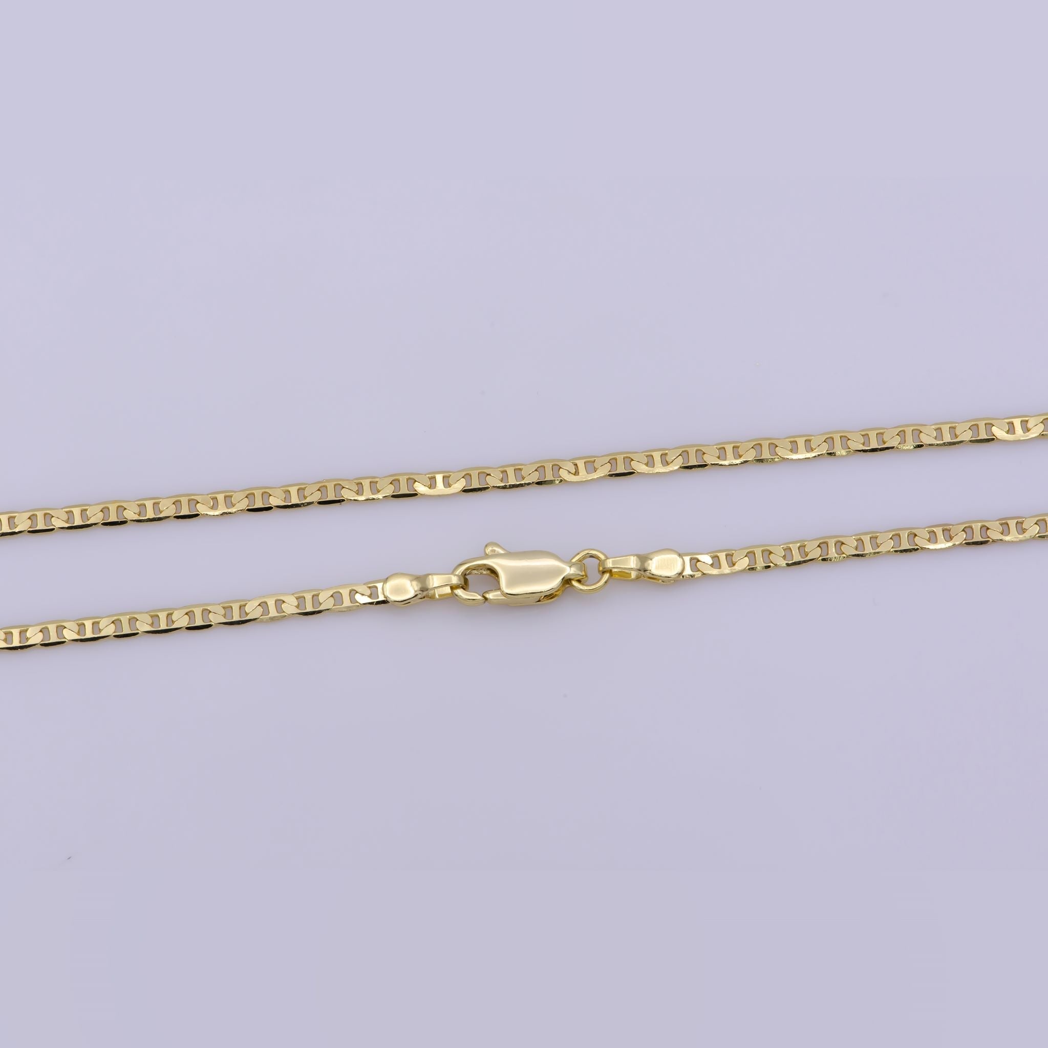 Mariner Chain, 14K Gold Filled Necklace for Women, Flat MARINER Chain Necklace, Link Chain 2mm, 18 inch - DLUXCA