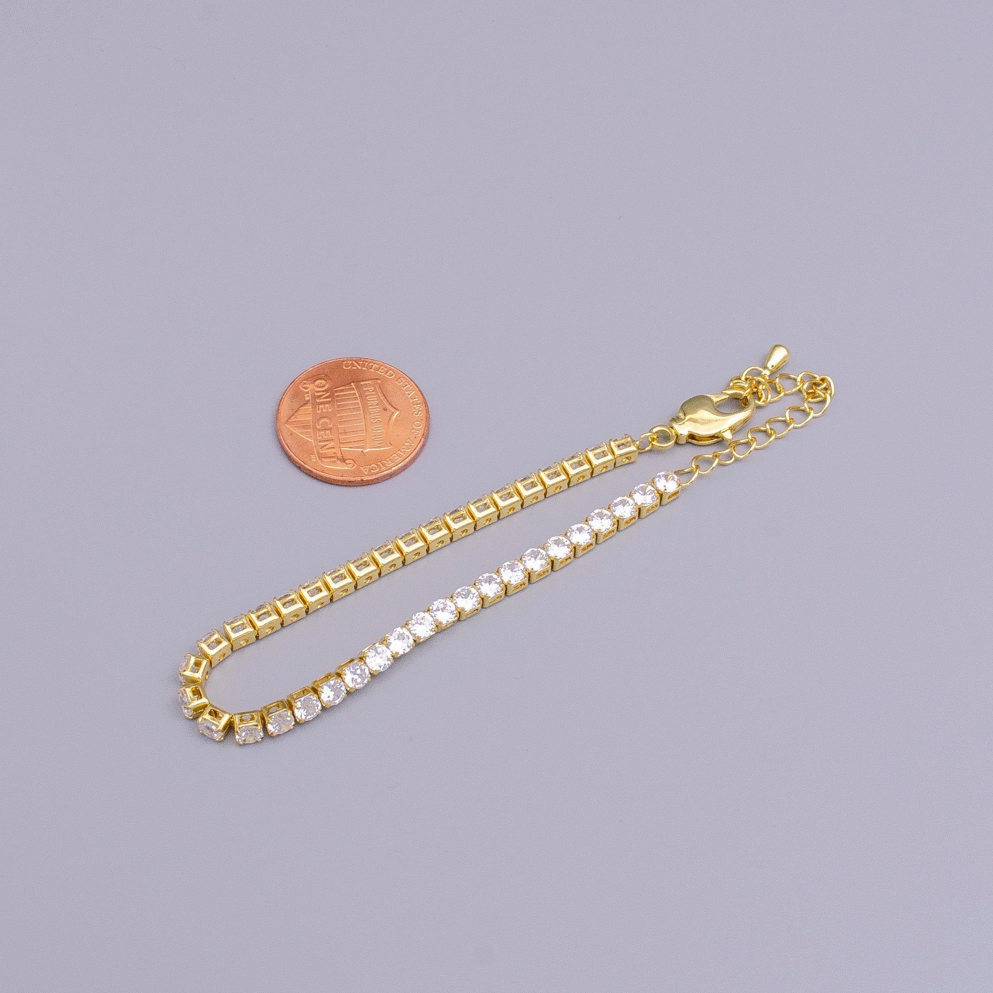 16K Gold Filled 3mm Clear Crystal Tennis Chain 5.75", 6.25", 7.25" Bracelet | WA-1884 ~ WA-1886