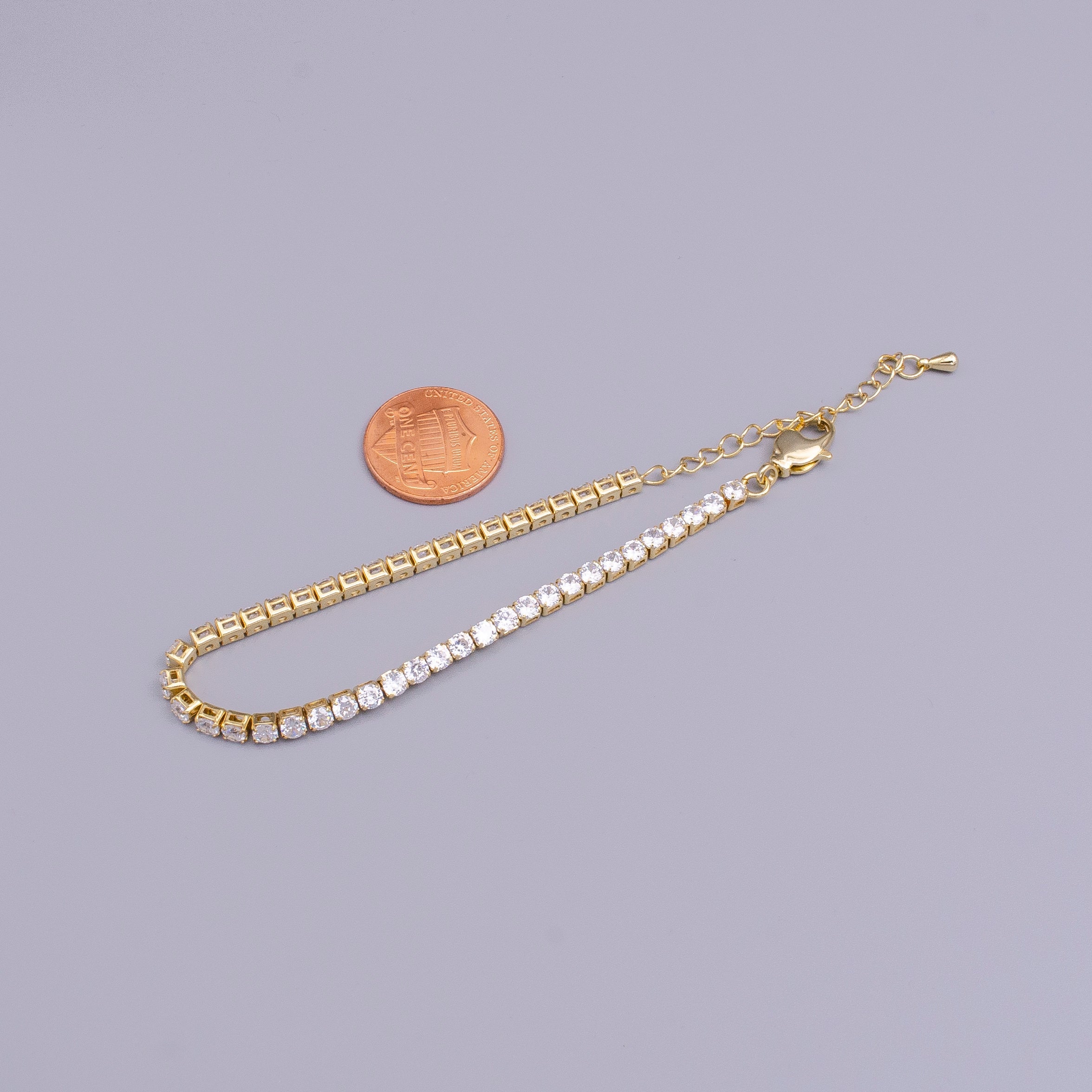 16K Gold Filled 3mm Clear Crystal Tennis Chain 5.75", 6.25", 7.25" Bracelet | WA-1884 ~ WA-1886 - DLUXCA