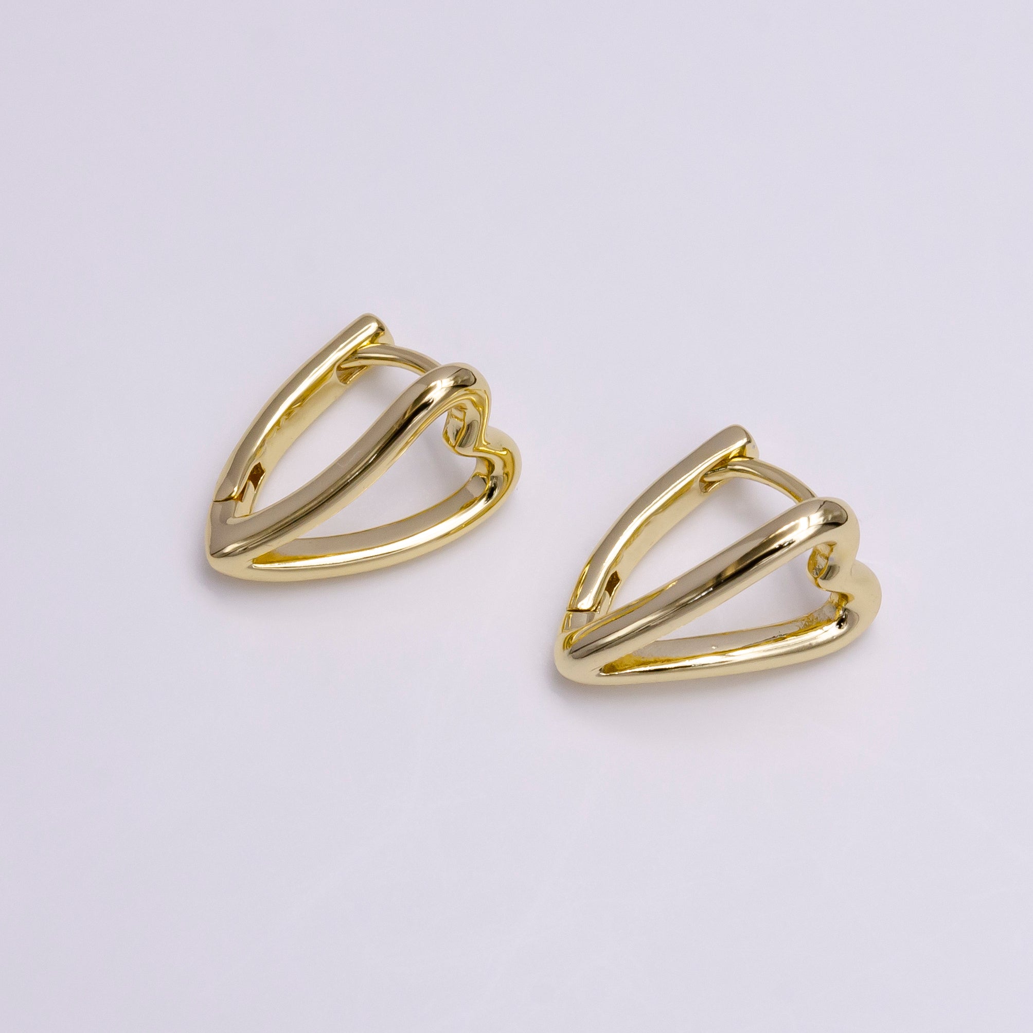 14K Gold Filled 13.5mm Open Heart Minimalist Triangle Hoop Earrings | AD1059 - DLUXCA