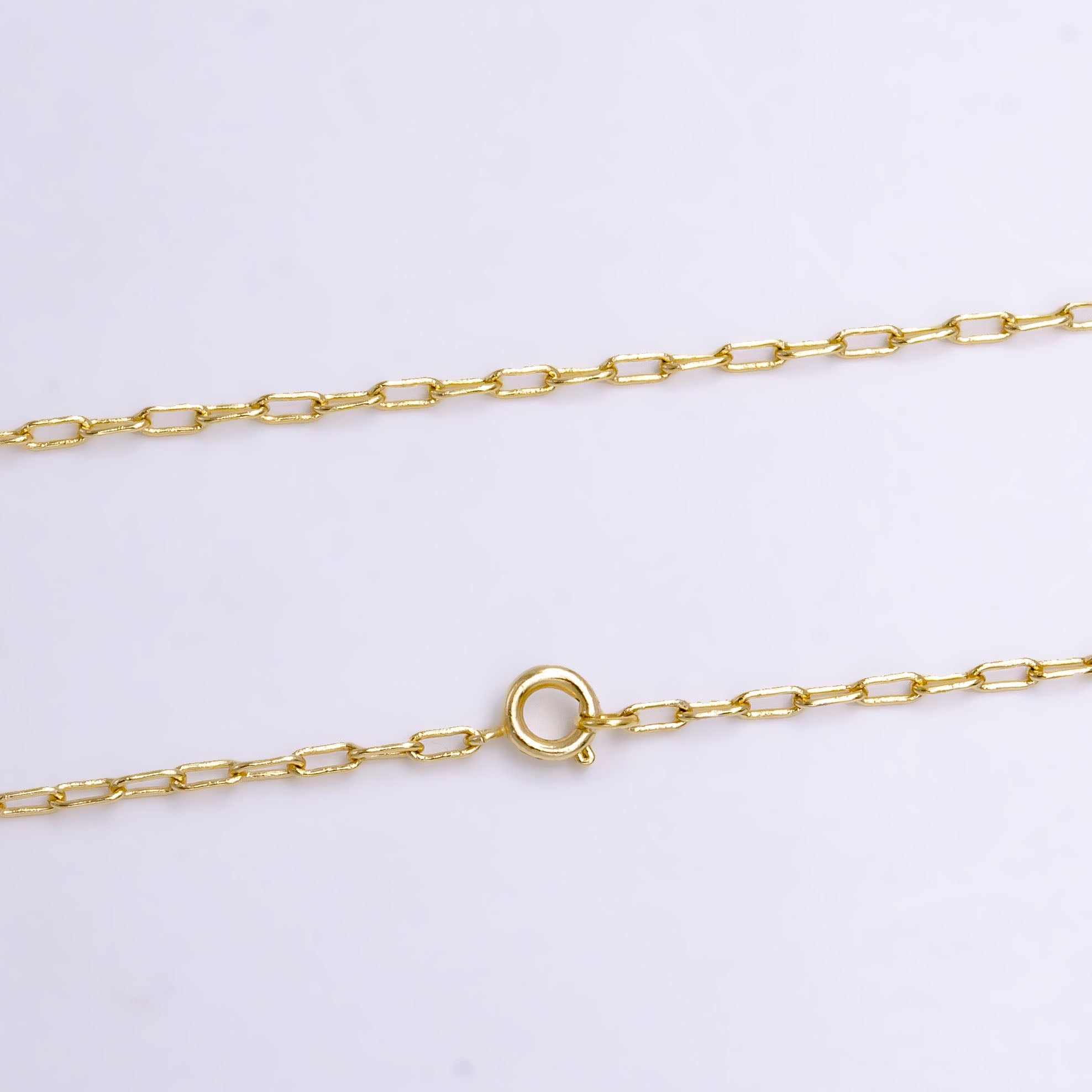 14K Gold Filled 1.8mm Dainty Paperclip 16 Inch Choker Chain Necklace | WA-424 - DLUXCA