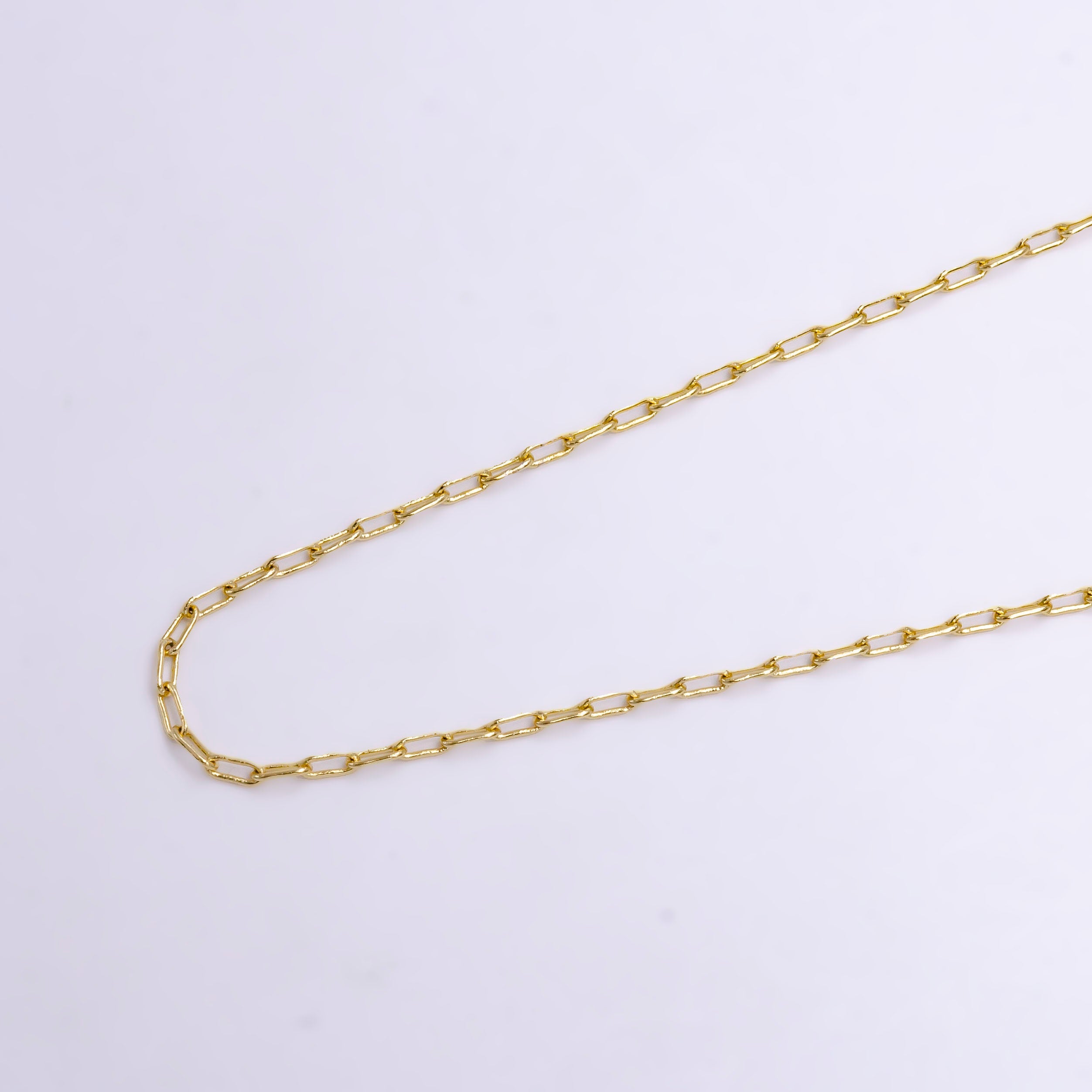 14K Gold Filled 1.8mm Dainty Paperclip 16 Inch Choker Chain Necklace | WA-424 - DLUXCA