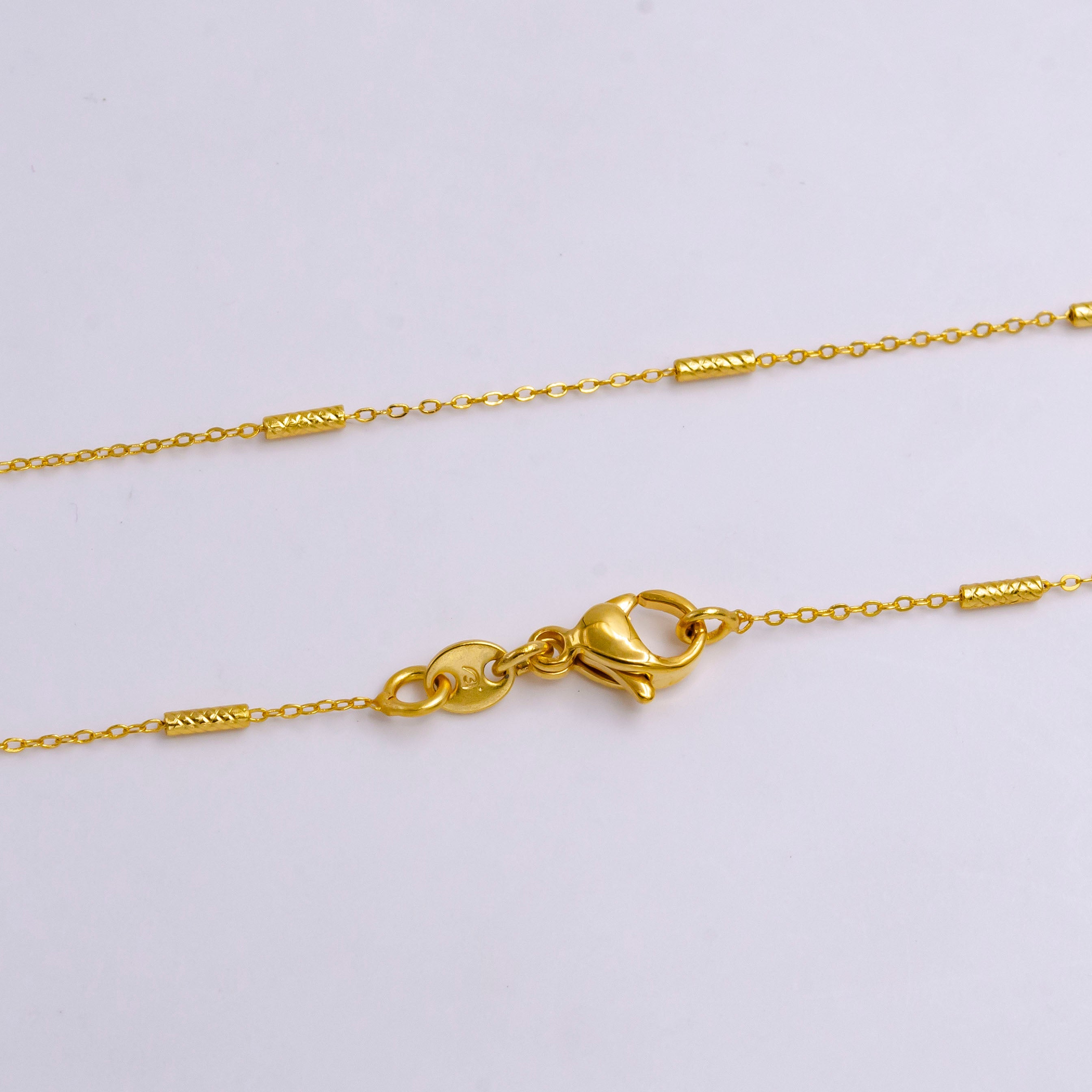 24K Gold Filled 0.6mm Dainty Artisan Tube Cable Satellite 17.5 Inch Layering Chain Necklace | WA-2210 - DLUXCA