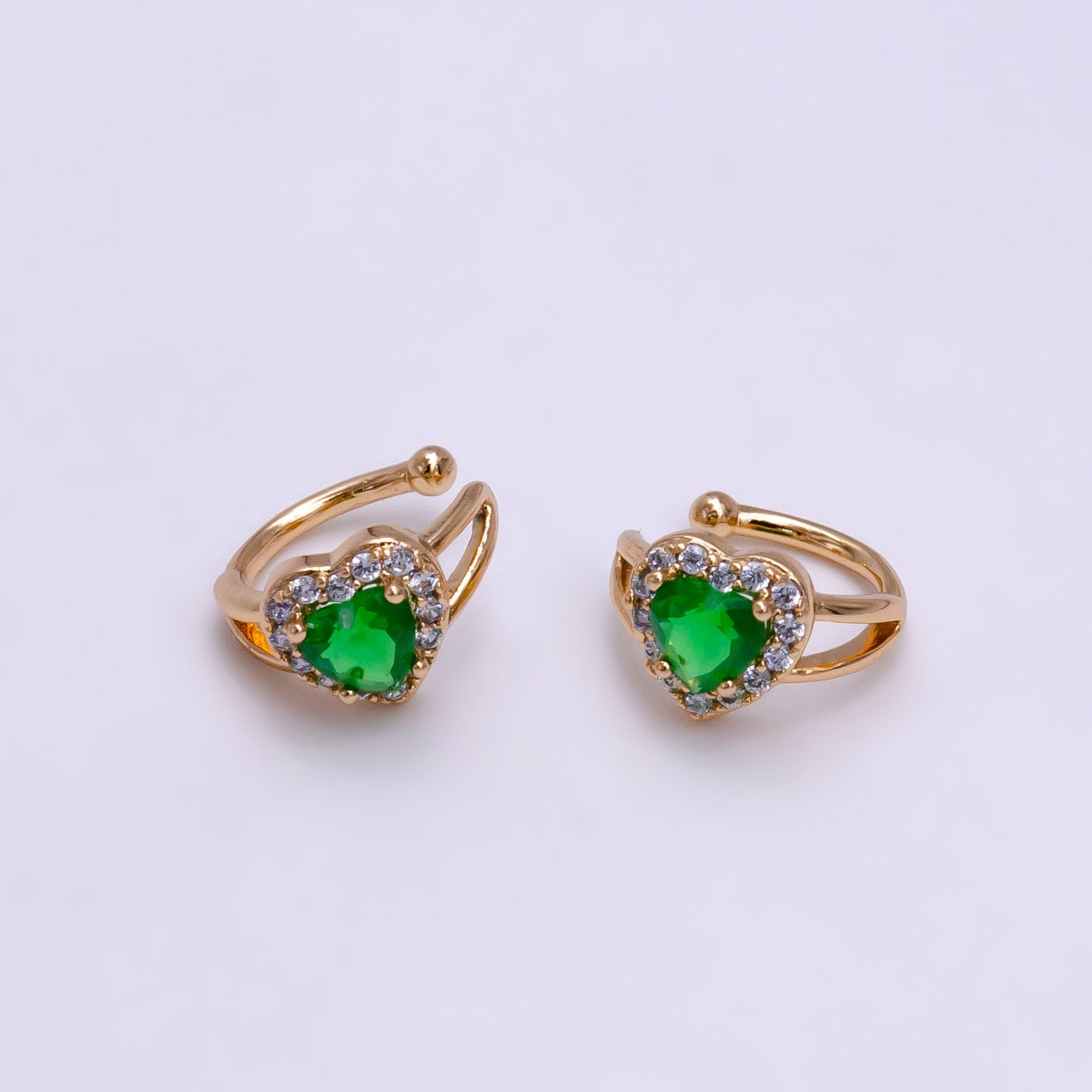 1x Blue Green Ear Cuffs for Non Pierced Ears Micro Pave Crystal Gold Clip on Conch Cuff Earrings for Women Girls, AI-062 AI-063. - DLUXCA