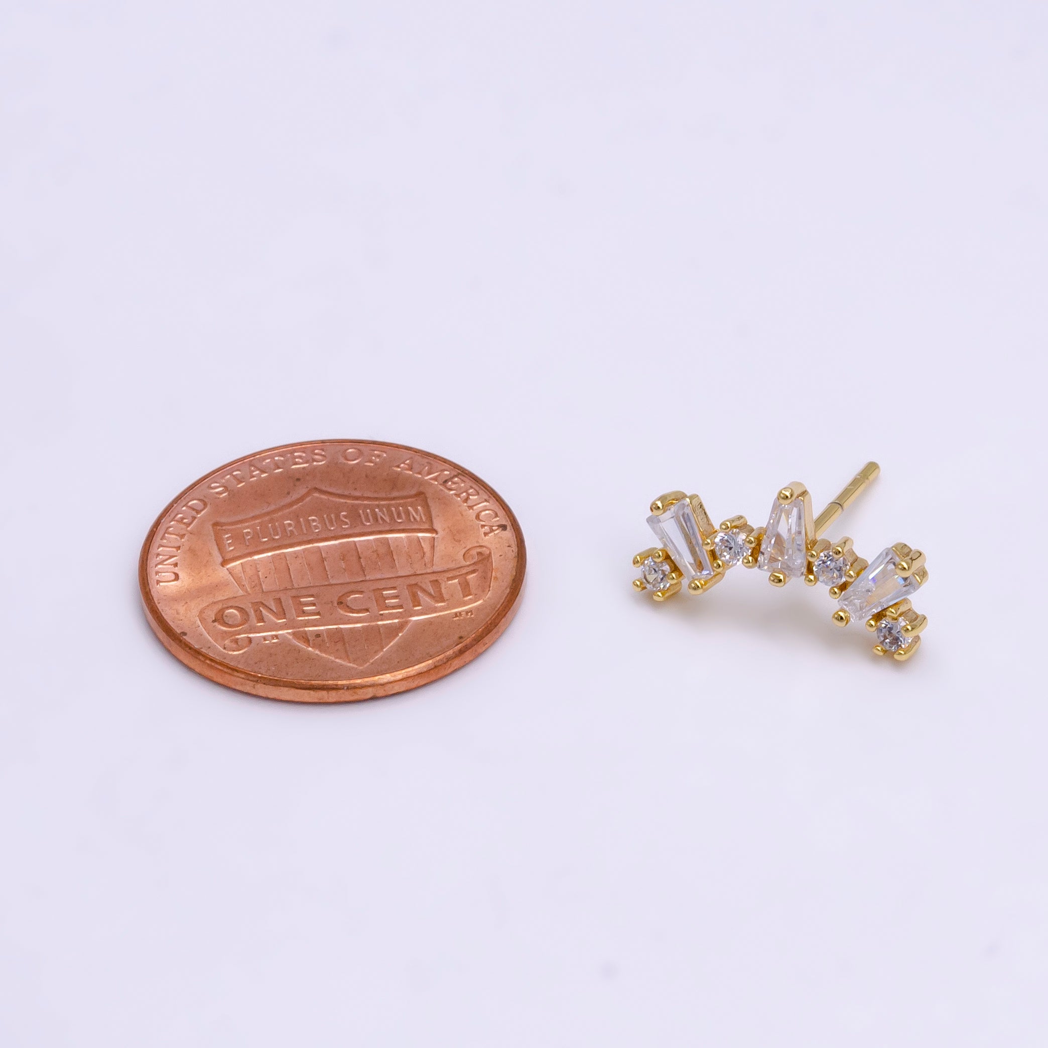 Small Big Crystal Stone Studs Earring CZ Crystal Arrangement Earring Jewelry V-089 V-090 - DLUXCA