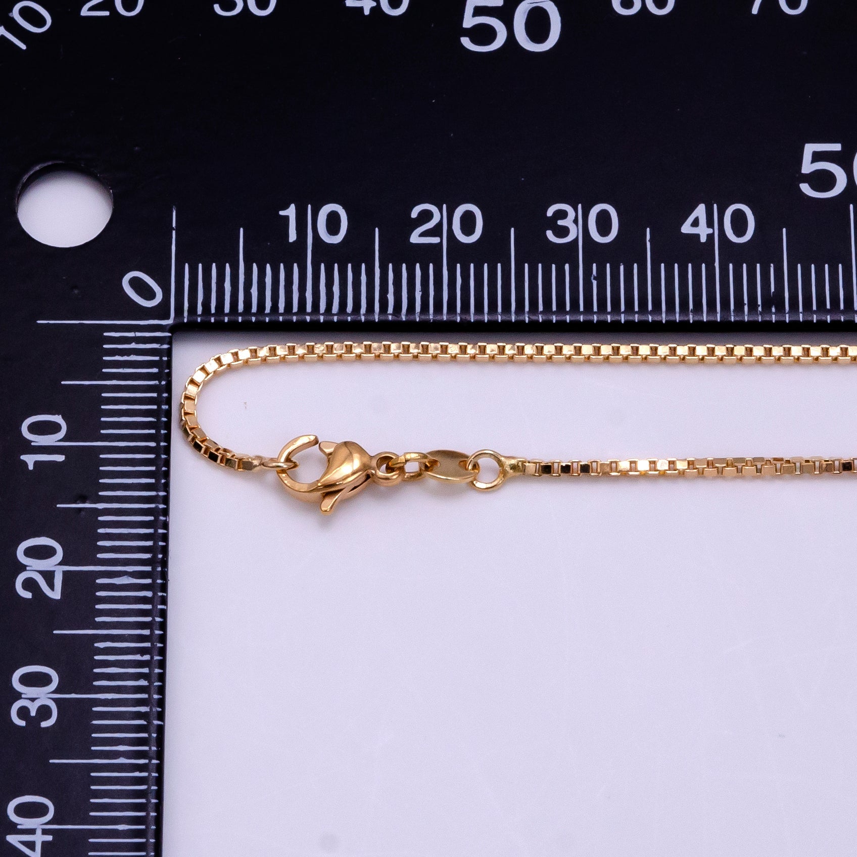 18K Gold Filled 1mm Dainty Box 18 Inch Layering Chain Necklace | CN-583