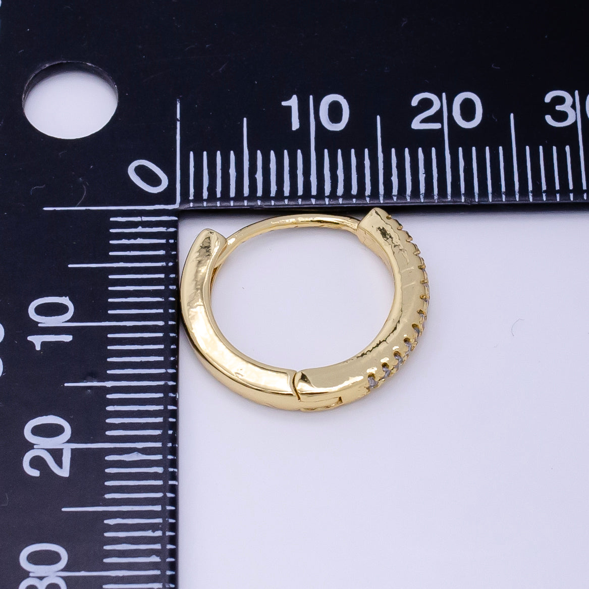 24K Gold Filled Micro Paved CZ Huggie Hoop Earring in Gold & Silver | AE-617