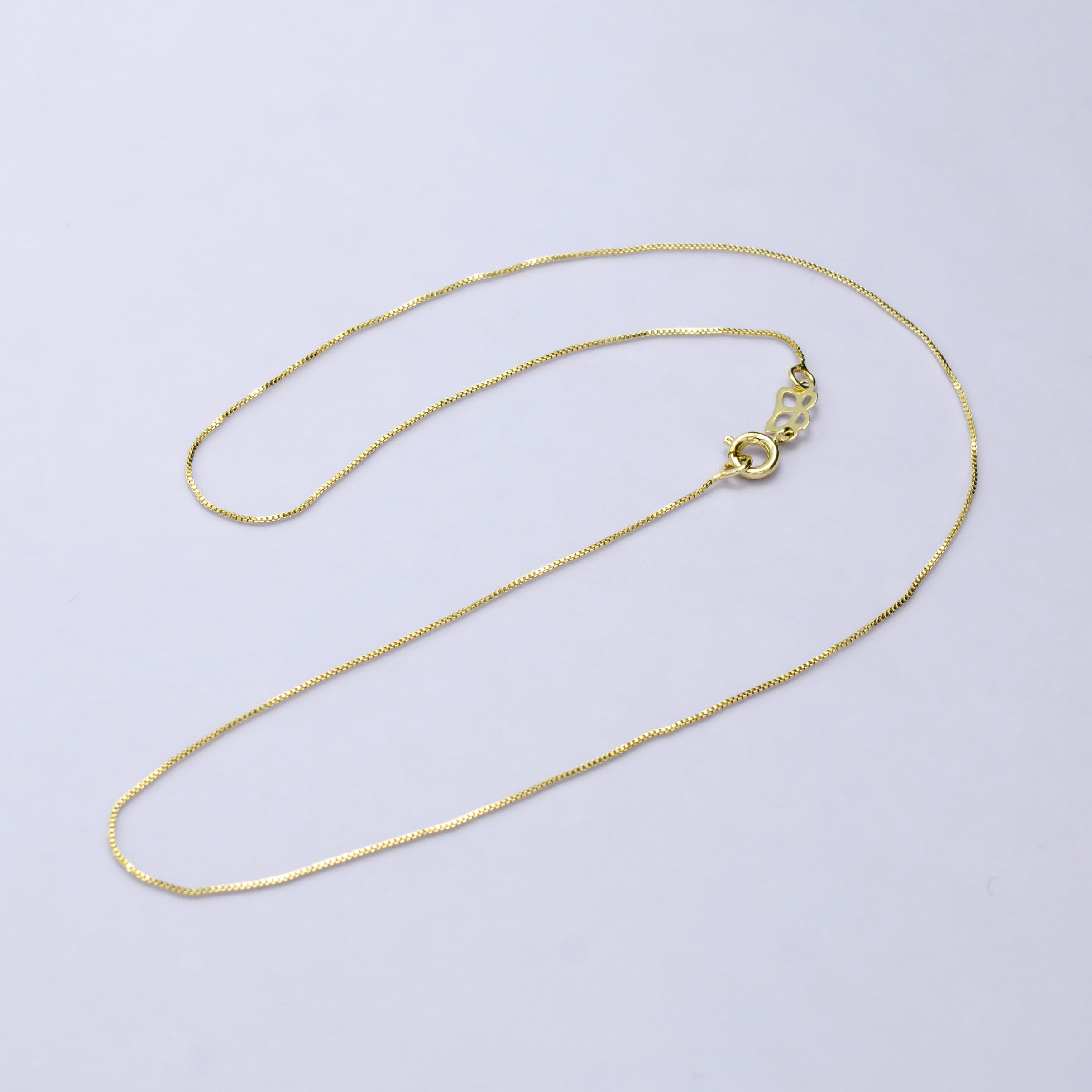14K Gold Filled Box Chain Necklace, 16 Inch Box Chain Necklace, Dainty 0.6mm Box Necklace w/ Lobster Clasp | WA-810 WA-822